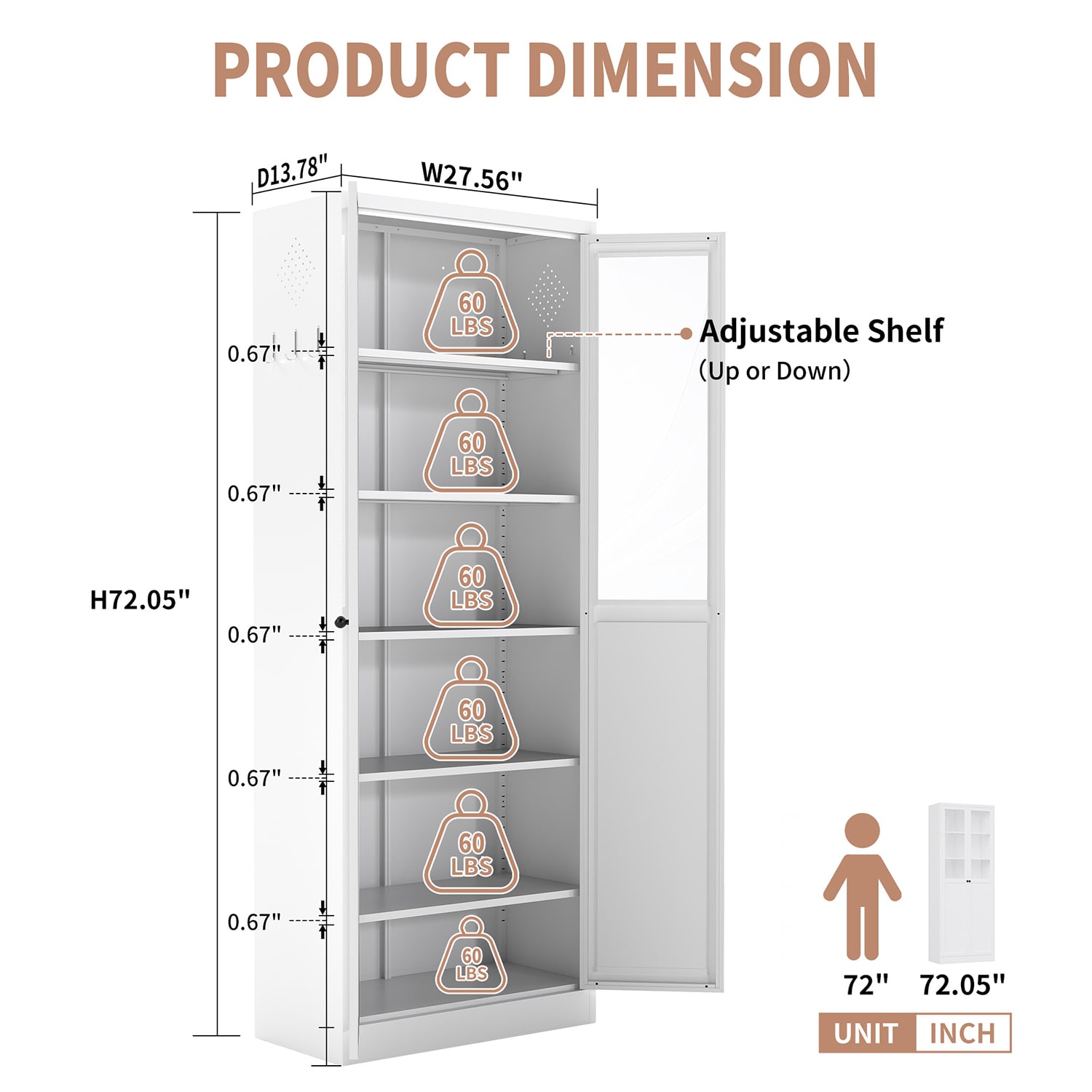 GZMR 72" Metal Pantry Storage Cabinet Contemporary/Modern White Pantry - Image 5