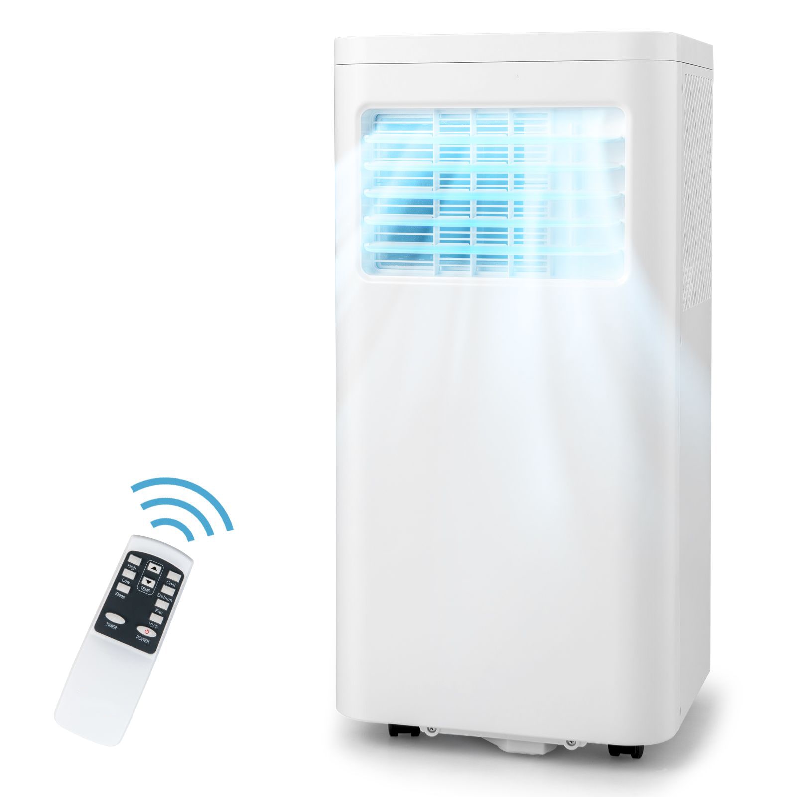 Slickblue 5000/6000 BTU DOE (115V) White Single Hose Portable Air Conditioner with Remote Control Cools 250 sq ft for Bedroom Apartment Home Office Dorm