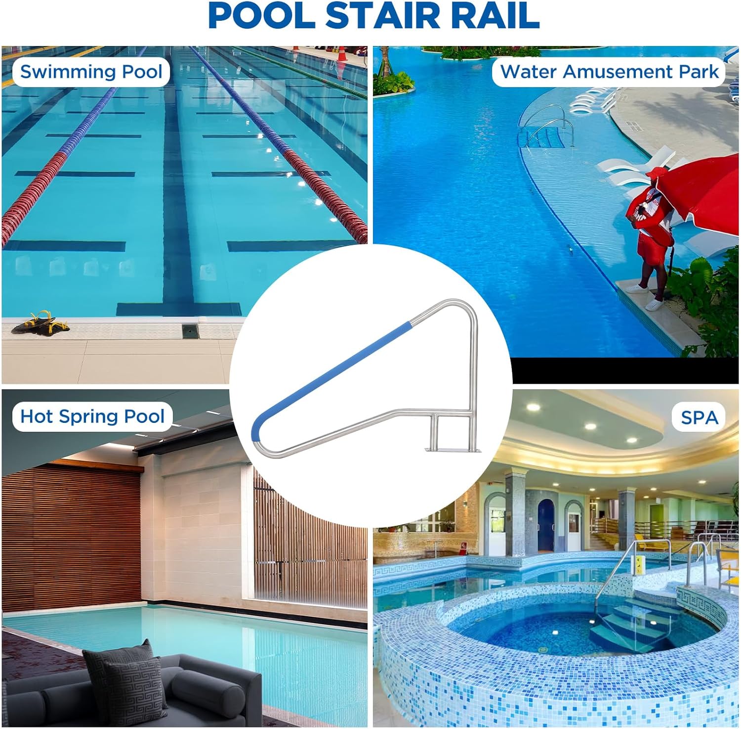 GAOMON Stainless Steel Detachable Pool Handrail- Modular Design Pool Grab Rail for Inground Pool Spa Ladder Stair 55x32 - Image 6