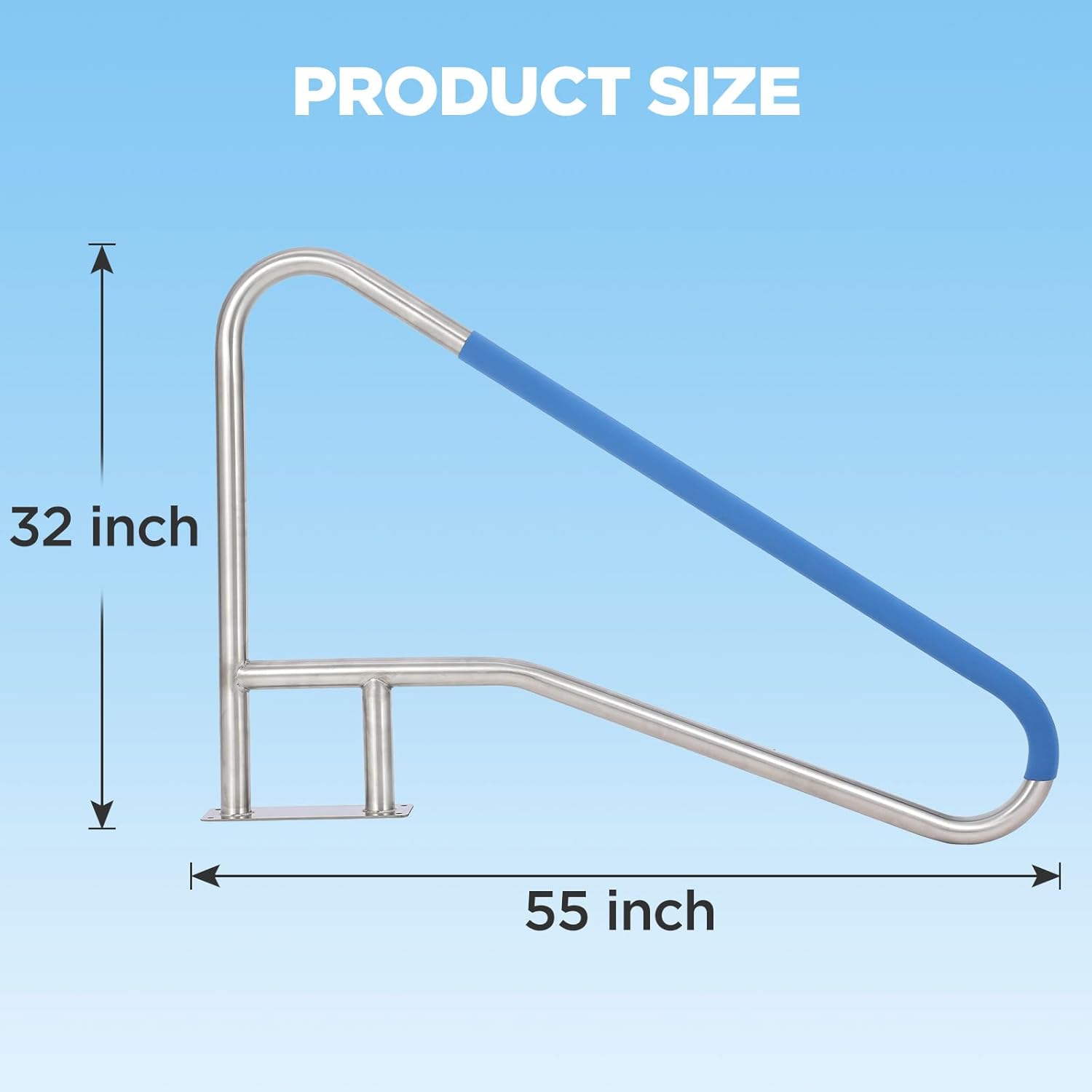GAOMON Stainless Steel Detachable Pool Handrail- Modular Design Pool Grab Rail for Inground Pool Spa Ladder Stair 55x32 - Image 2