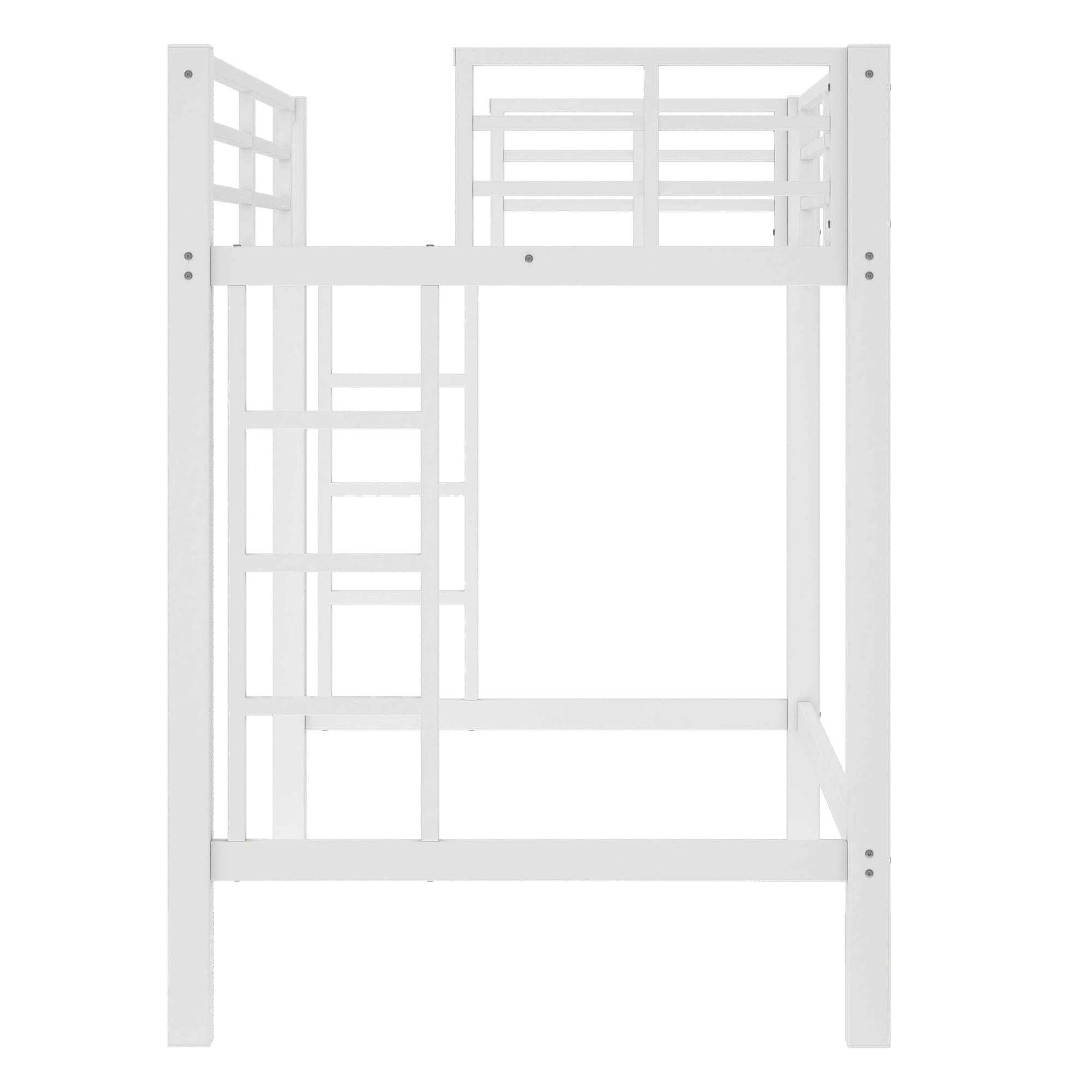 Bellemave Twin Size Metal Loft Bed Loft Bed with Easy Climbing Ladder and Guardrails Heavy Duty Metal Loft Bed with Noise-reduced Design White - Image 5