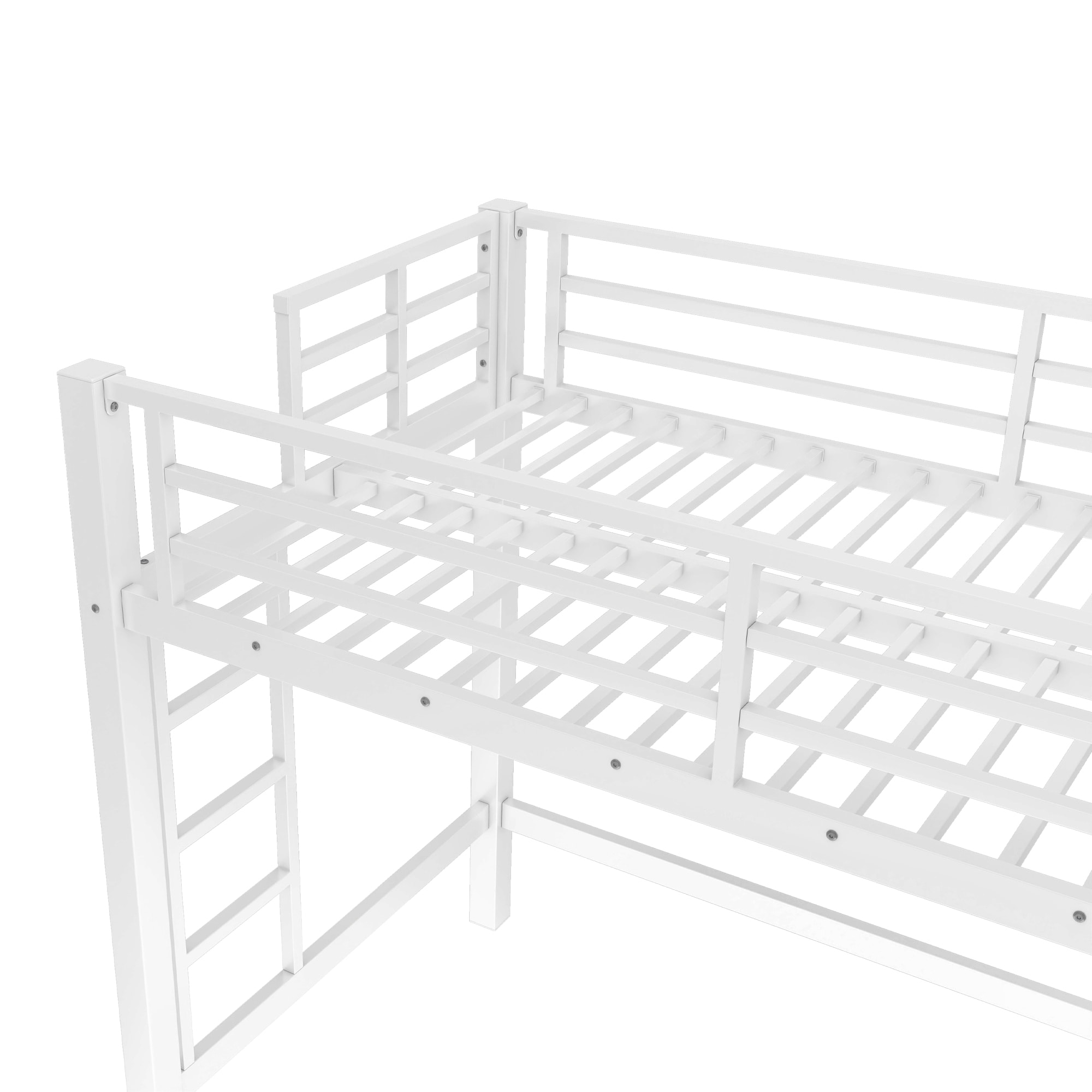 Bellemave Twin Size Metal Loft Bed Loft Bed with Easy Climbing Ladder and Guardrails Heavy Duty Metal Loft Bed with Noise-reduced Design White - Image 8
