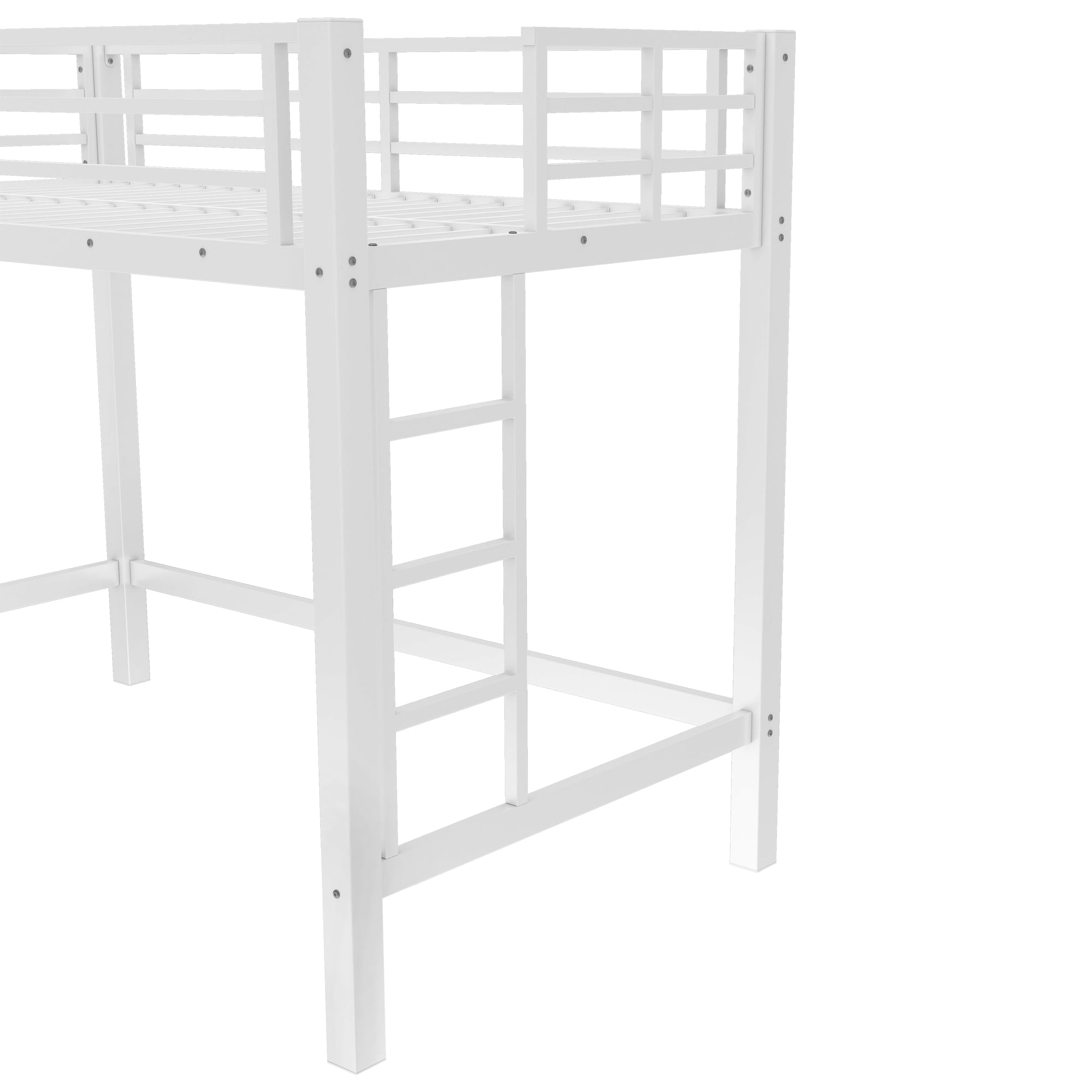 Bellemave Twin Size Metal Loft Bed Loft Bed with Easy Climbing Ladder and Guardrails Heavy Duty Metal Loft Bed with Noise-reduced Design White - Image 9