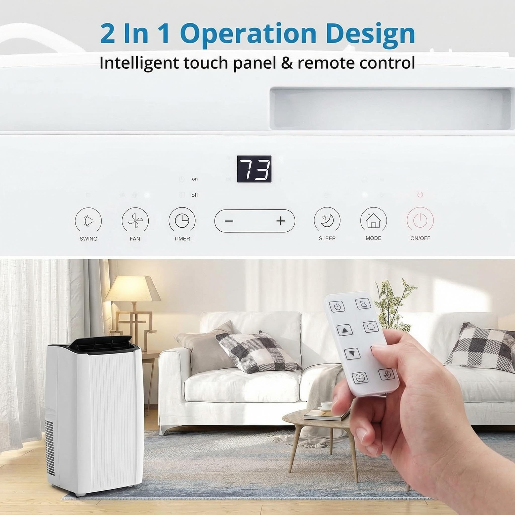 GarveeLife 12000 BTU Portable Air Conditioner 5-in-1 Cooling Fan Dehumidifier with Remote LED Display Auto Sleep Mode for 550 Sq Ft Rooms - Image 7