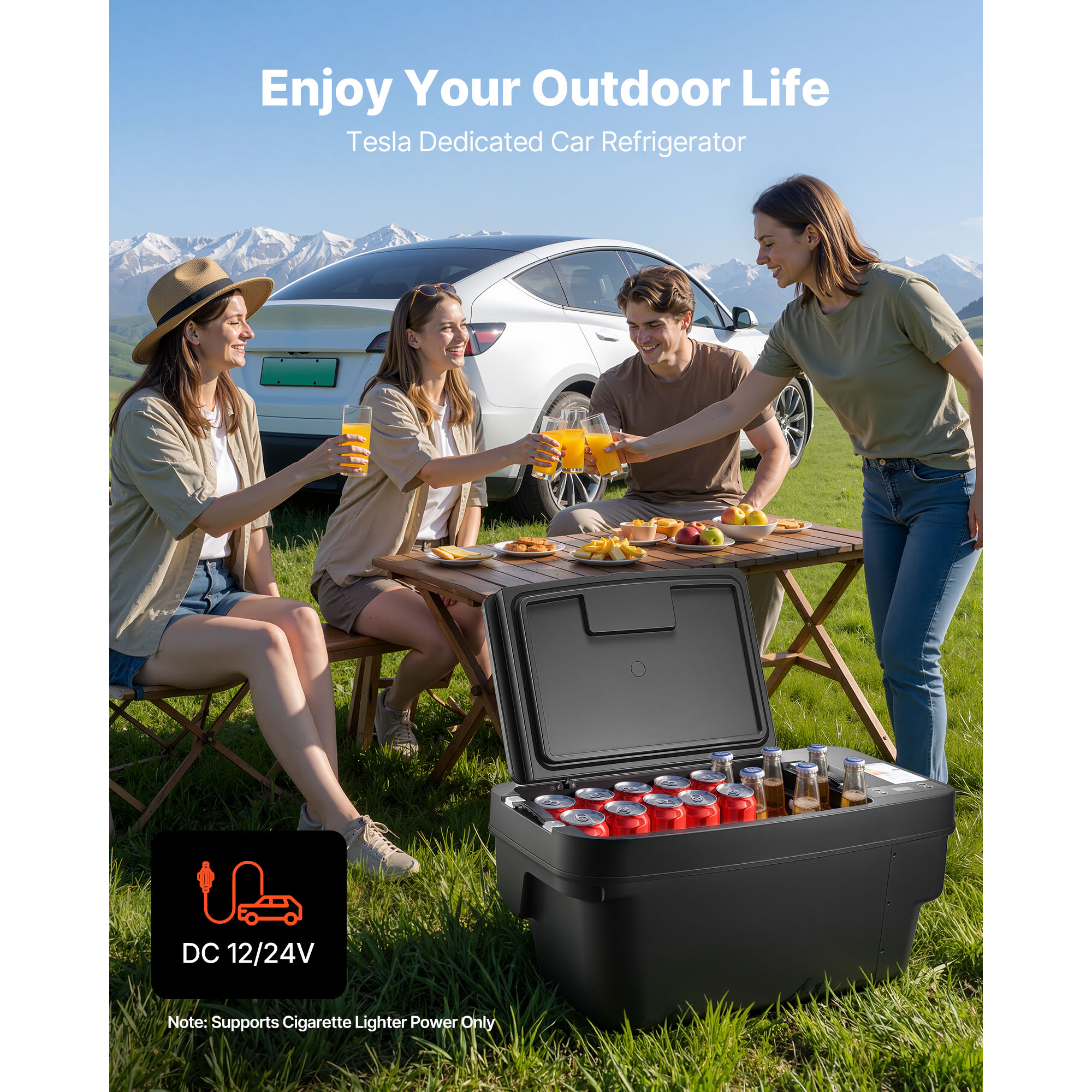 VEVOR 12 Volt Refrigerator 37 QT/ 35L Car Fridge for Tesla Model Y Portable Electric Freezer Compressor with APP Control 12V/24V DC -8 degrees Fahrenheit to 50 degrees Fahrenheit - Image 5