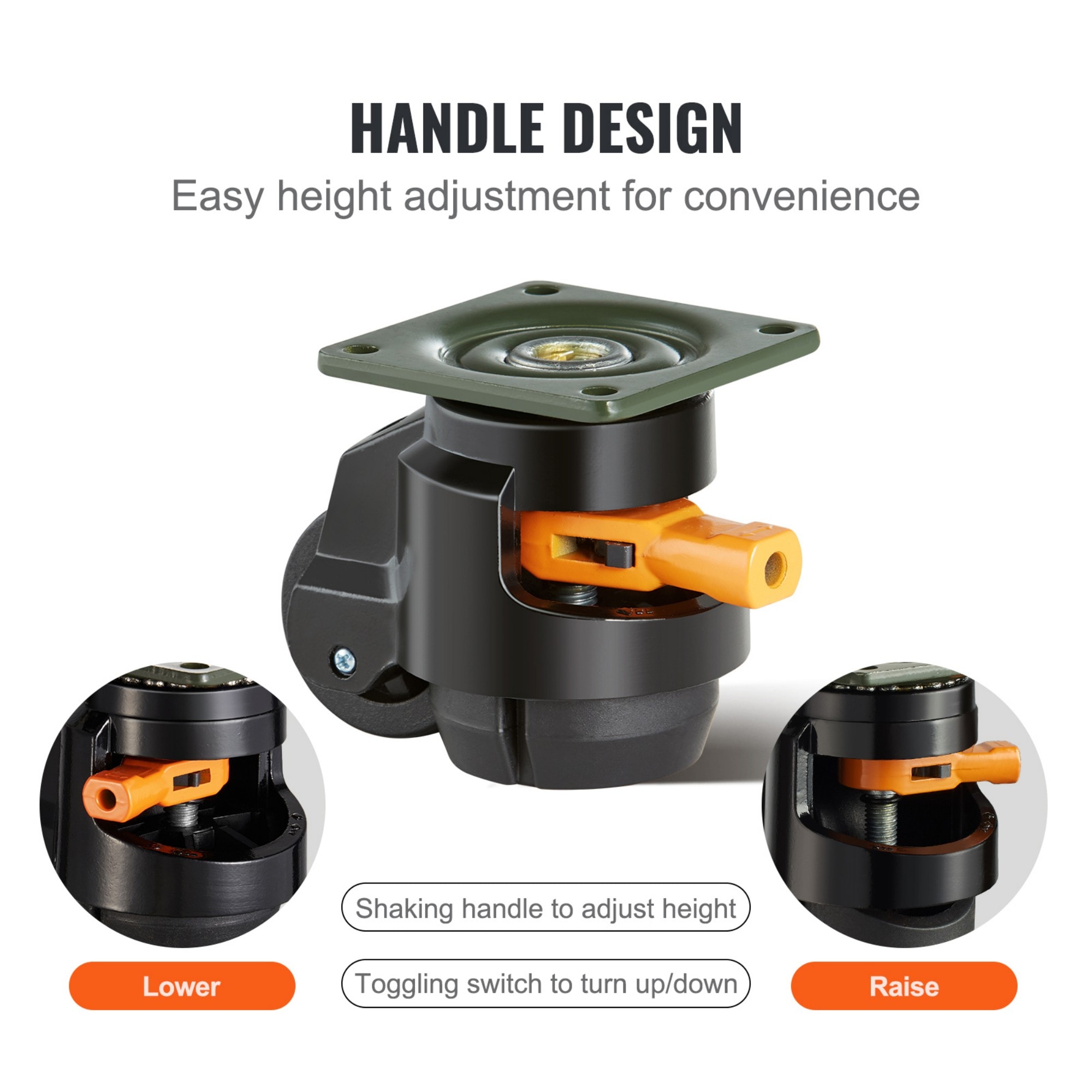 Numhew 2in Diameter 4-Pack Adjustable 360-Degree Swivel Heavy Duty Casters Workbench Wheels - Image 4