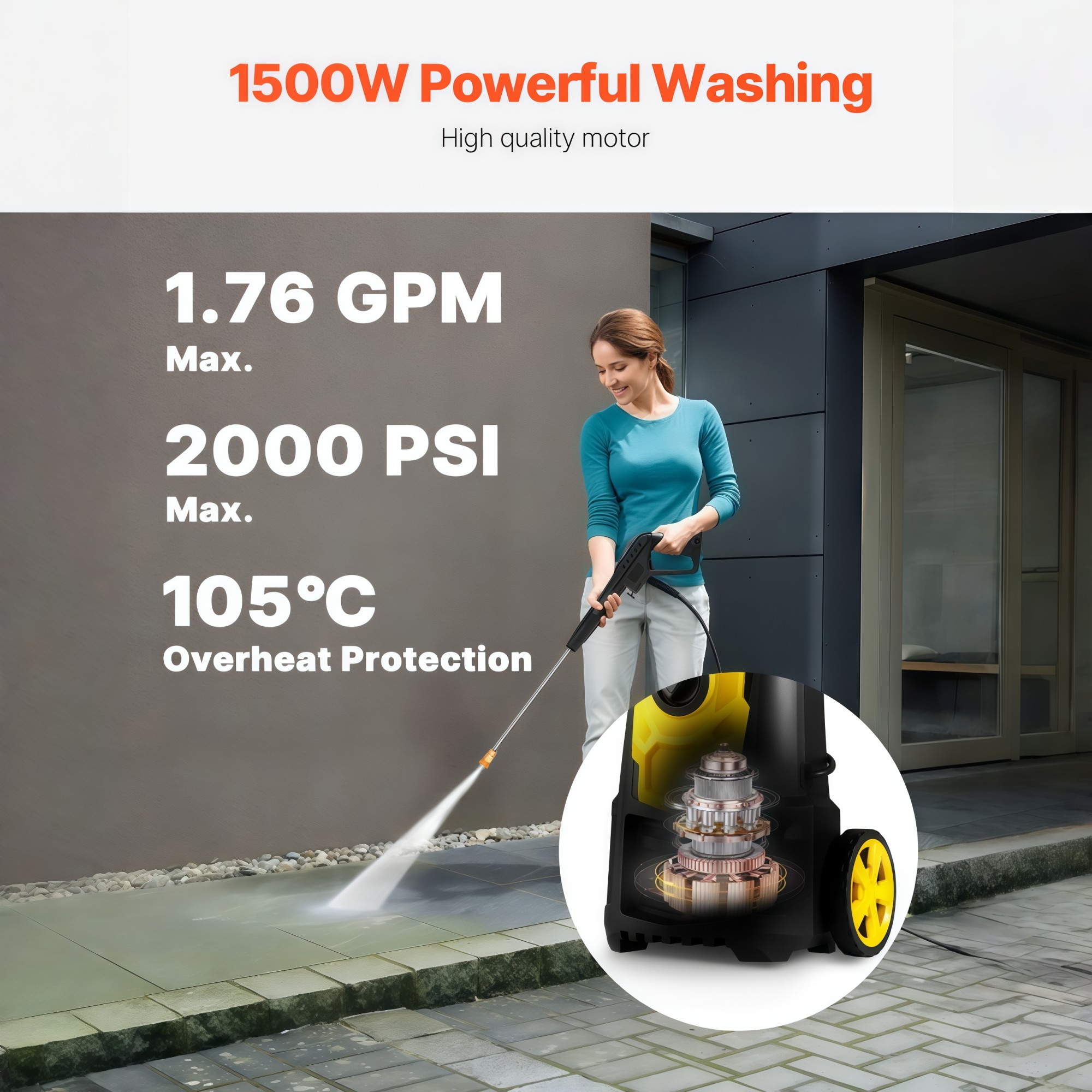 Numhew 30ft Hose 5-Nozzle Blue Electric Pressure Washer - Image 4