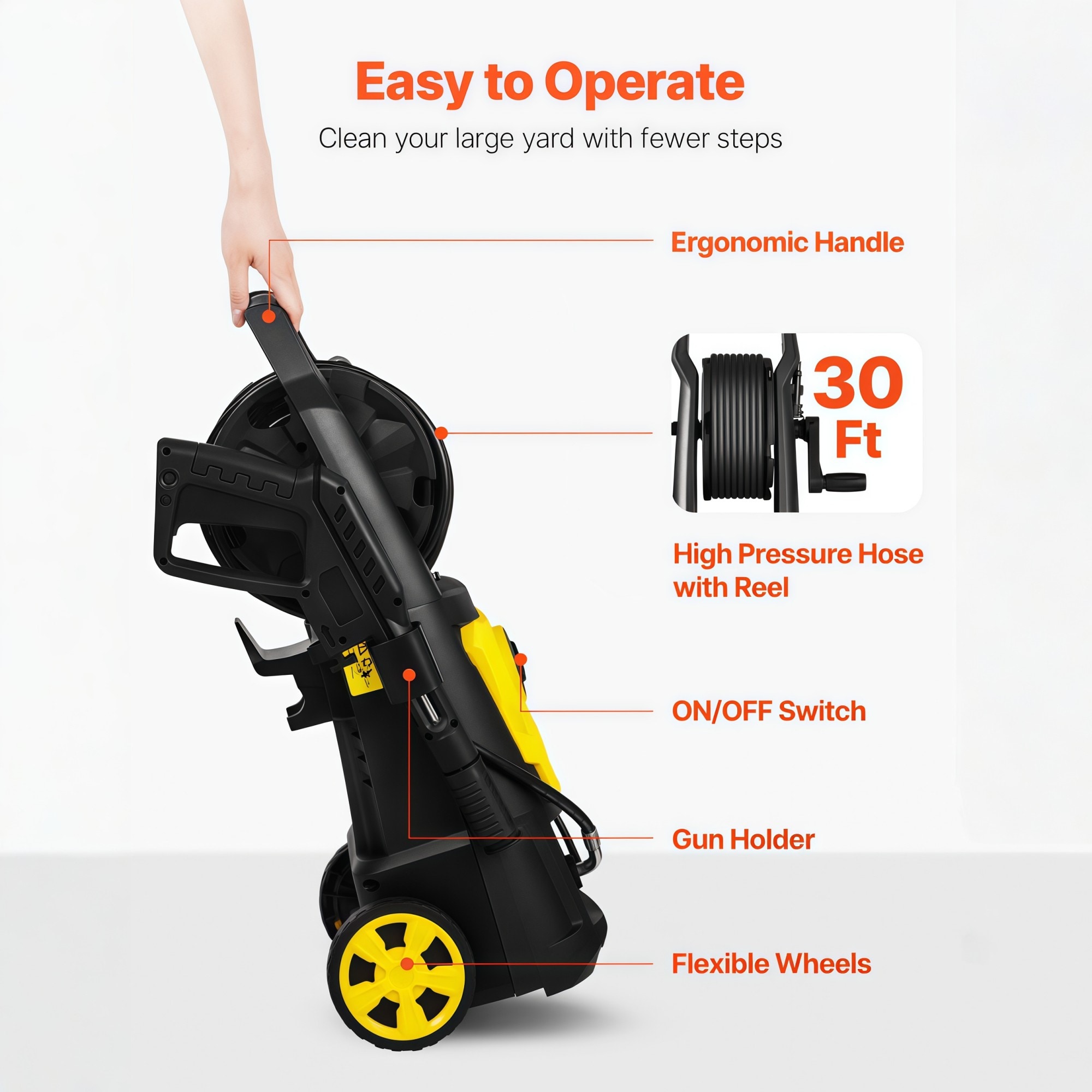 Numhew 30ft Hose 5-Nozzle Blue Electric Pressure Washer - Image 8