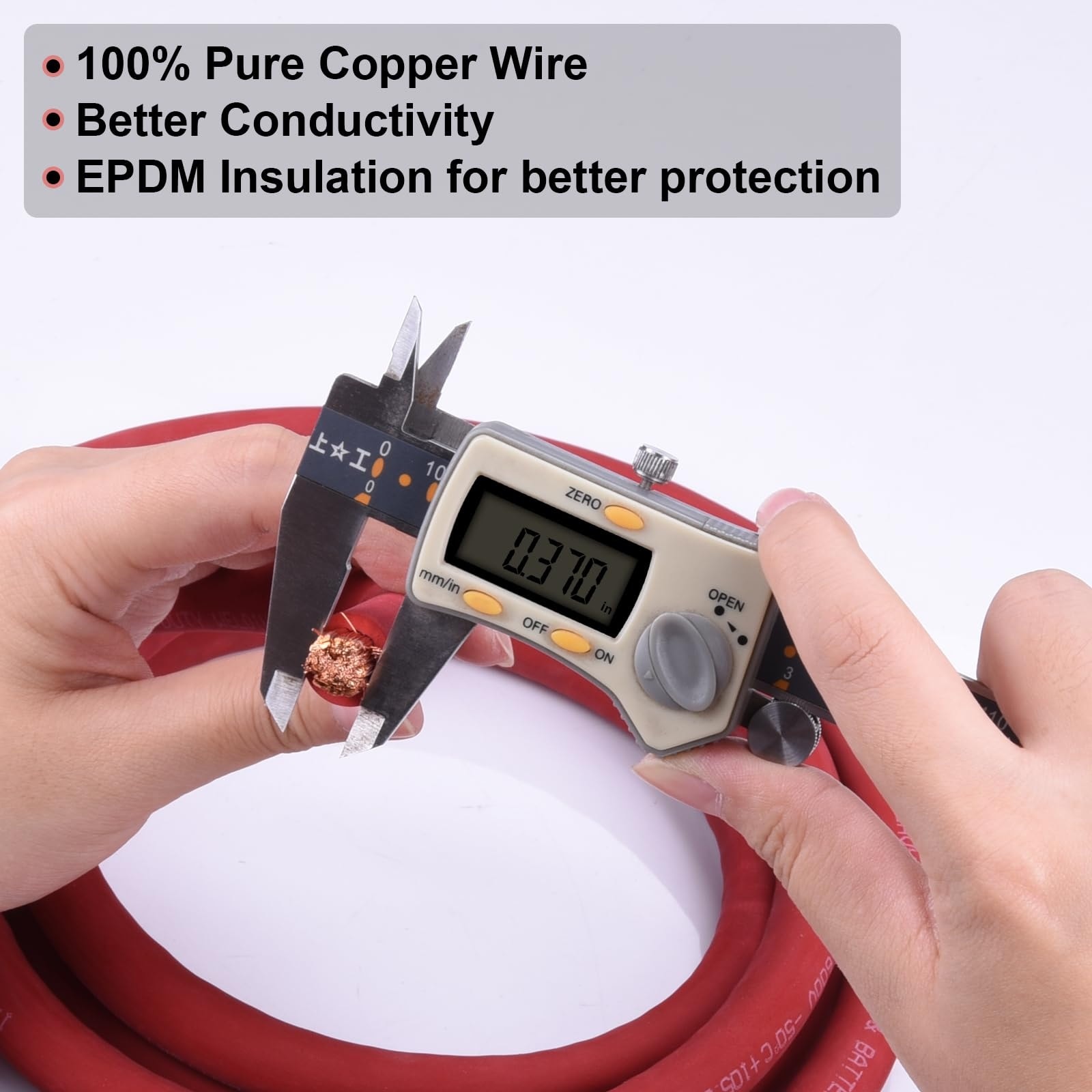 Misopily 1/0 Gauge Battery Cable 10FT Red and 10FT Black Pair Pure Copper OFC Wire Heavy Duty Welding Cable for Automotive Solar Generator Use - Image 3