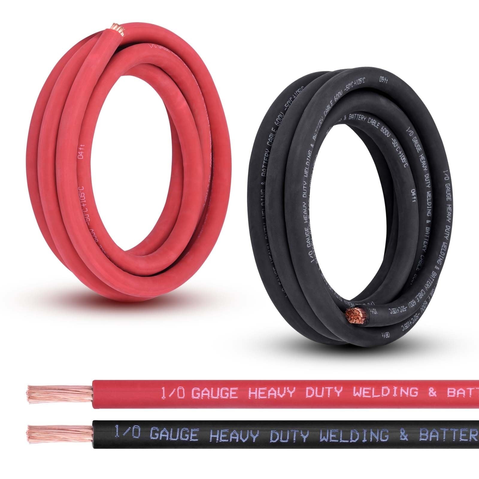 Misopily 1/0 Gauge Battery Cable 10FT Red and 10FT Black Pair Pure Copper OFC Wire Heavy Duty Welding Cable for Automotive Solar Generator Use