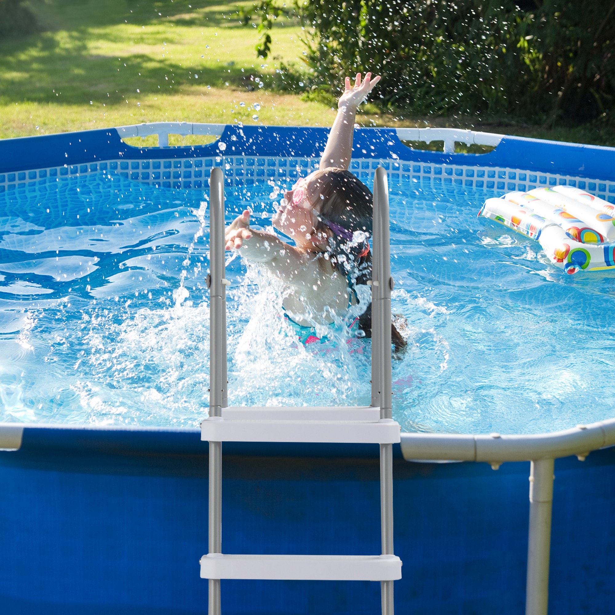 Wudkey 4 Step 52in Pool Ladder Iron Grey Frame White Steps - Image 6