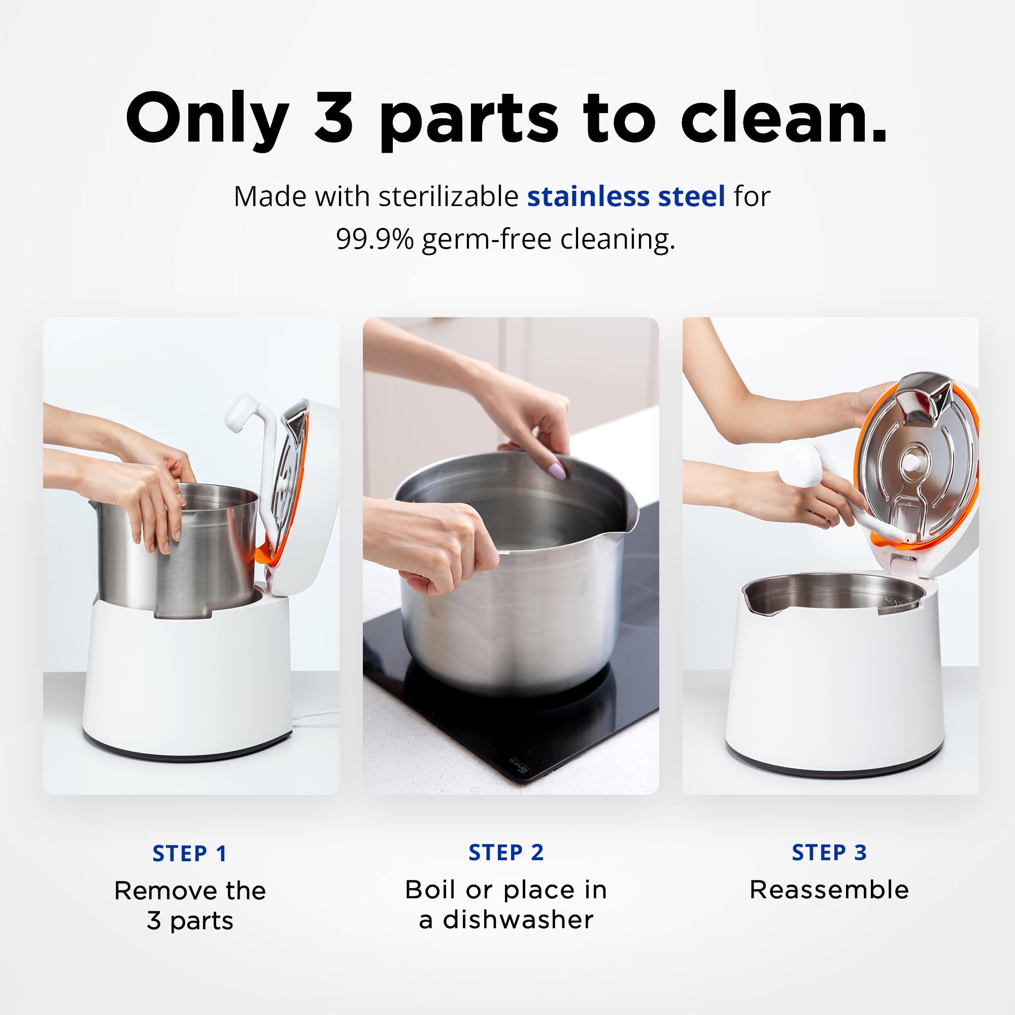 Carepod One 31S Stainless Steel Ultrasonic Cool Mist Humidifier Whisper-Quiet Easy Clean for Large Room 1gal (4liter), Only 3 Washable Parts, Auto Shut-off - Image 3