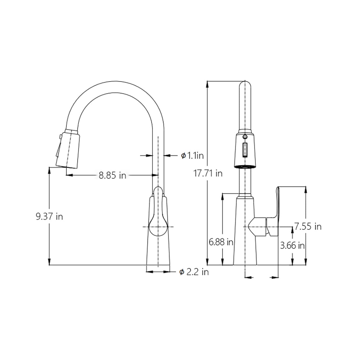 LUXEYARD Kitchen Sink Faucet with Pull Out Sprayer Brushed Nickle Stainless Steel High Arc Kitchen Sink Faucet 3 Way Setting Single Handle Kitchen Faucets with Deck Plate - Image 2