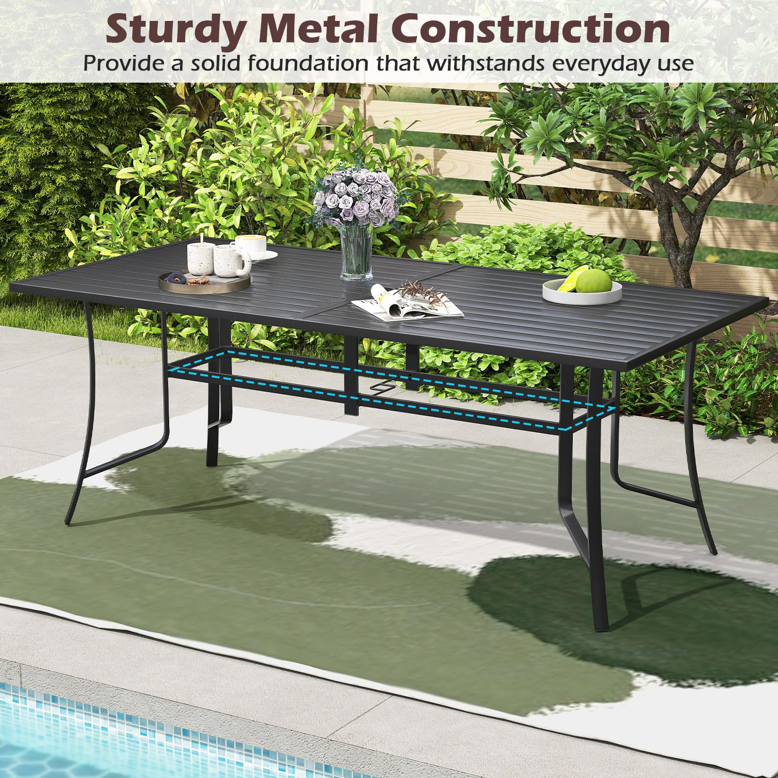 Tangkula 9 Pieces Patio Dining Set for 8 - Image 8