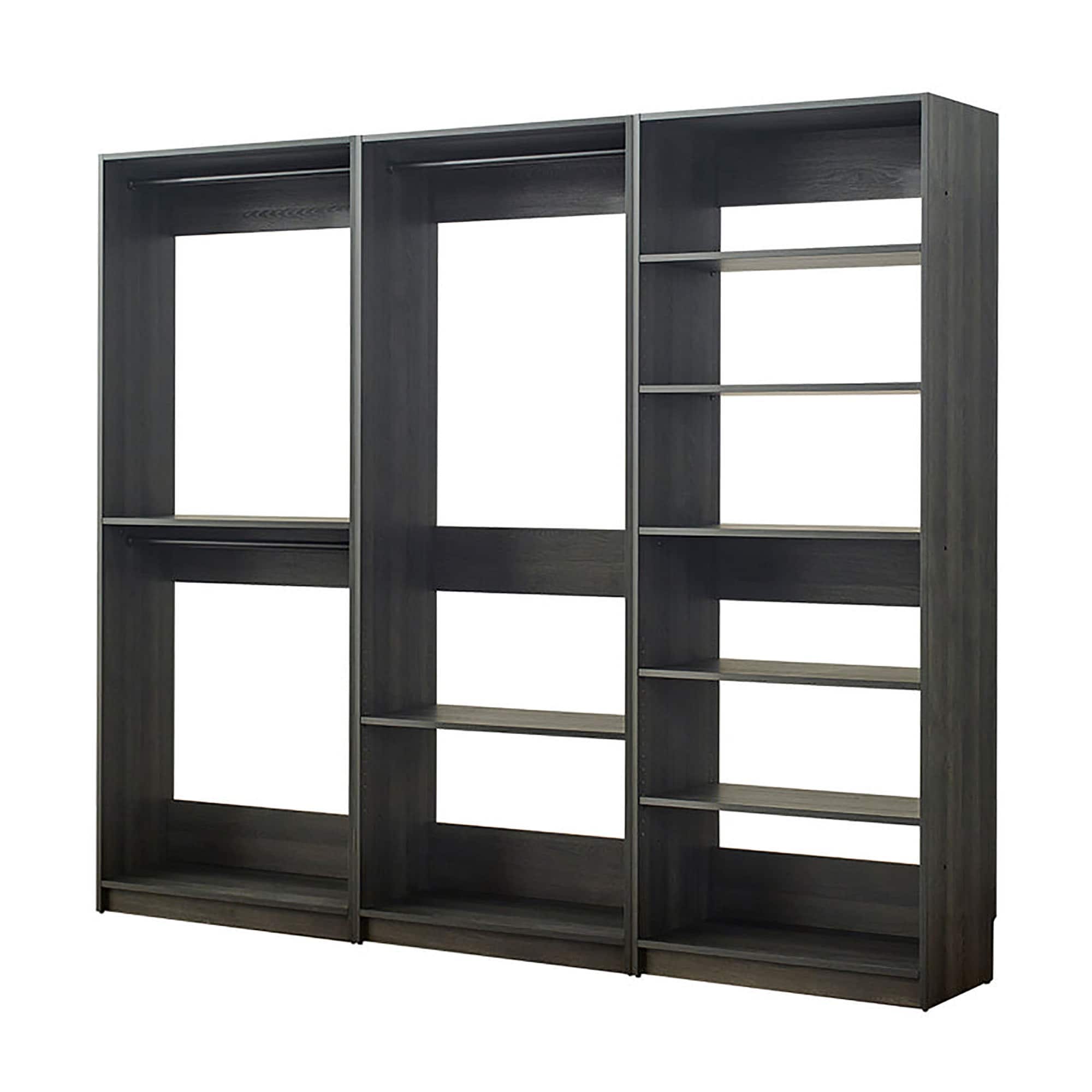 Klair Living Prosper 94.08-in to 94.08-in W Walk-in Portable closet Dark Gray Solid Shelving Wood Closet System