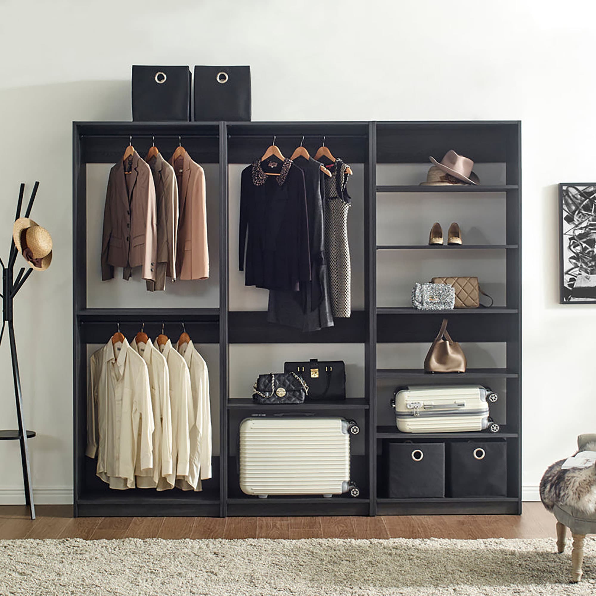 Klair Living Prosper 94.08-in to 94.08-in W Walk-in Portable closet Dark Gray Solid Shelving Wood Closet System - Image 2