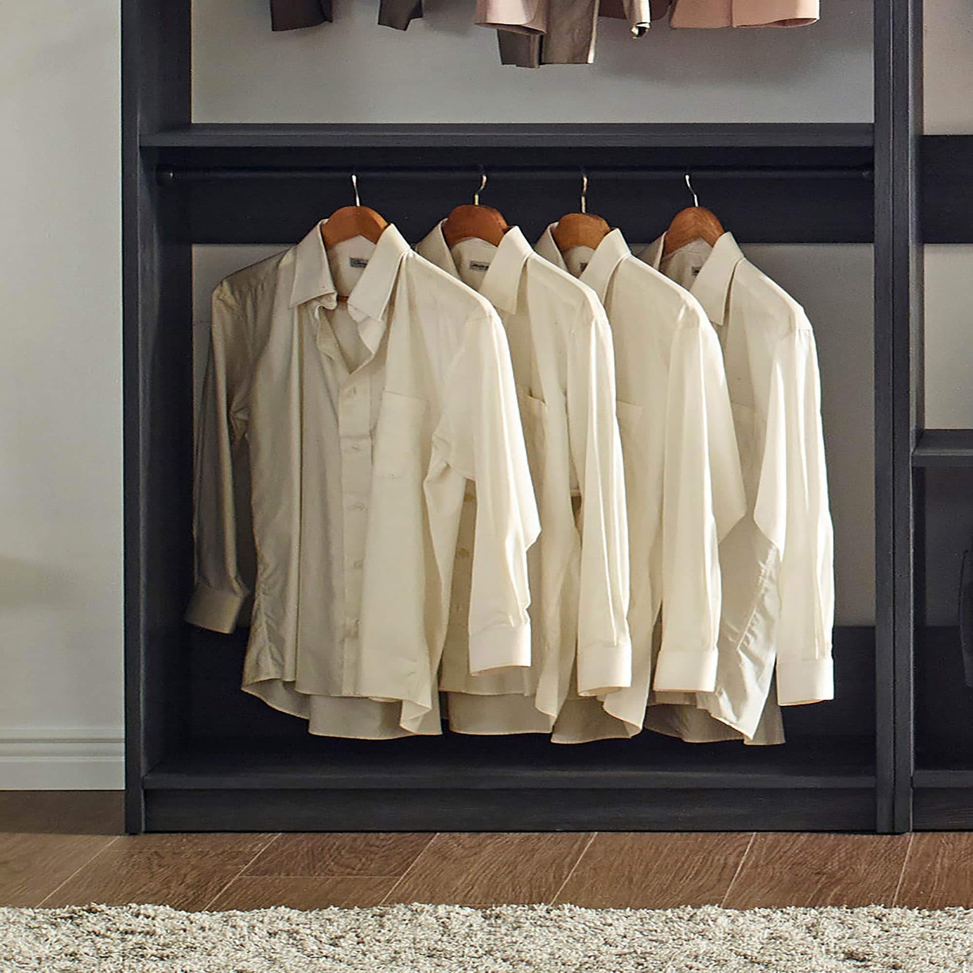 Klair Living Prosper 94.08-in to 94.08-in W Walk-in Portable closet Dark Gray Solid Shelving Wood Closet System - Image 3