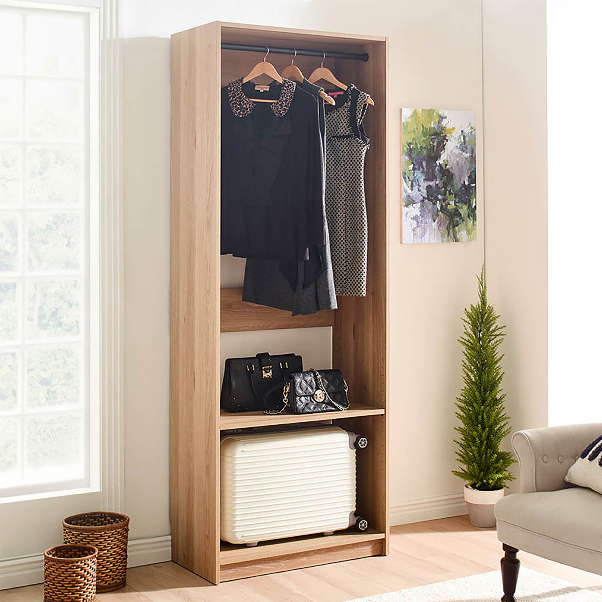 Klair Living Prosper 31.4-in to 31.4-in W Walk-in Portable closet Oak Solid Shelving Wood Closet System - Image 4