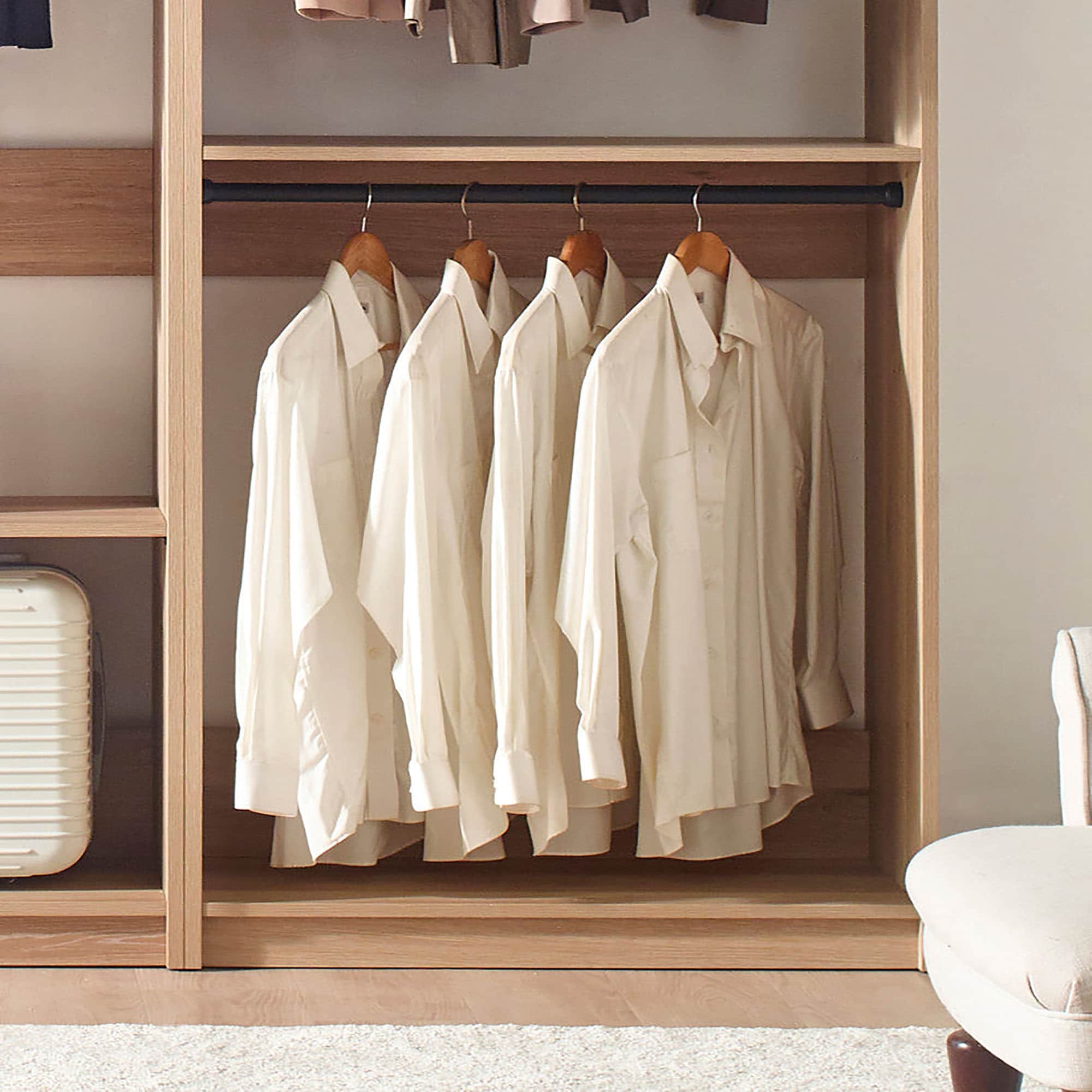 Klair Living Prosper 31.4-in to 94.2-in W Walk-in Portable closet Oak Solid Shelving Wood Closet System - Image 8
