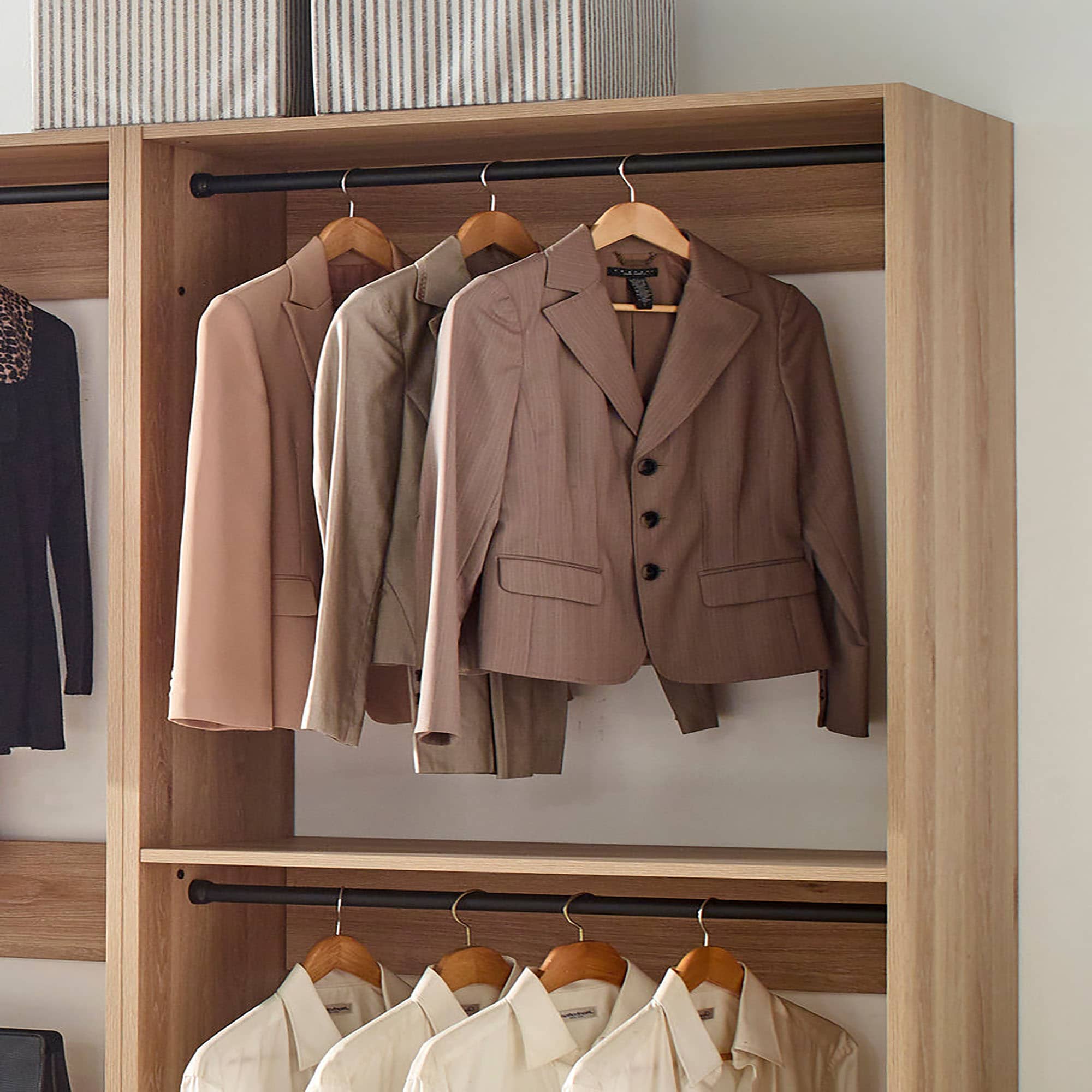 Klair Living Prosper 125.52-in to 125.52-in W Walk-in Portable closet Oak Solid Shelving Wood Closet System - Image 5