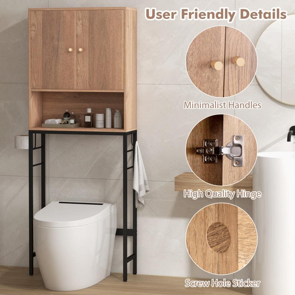 BABOOM 25-in x 65-in x 9-in Over The Toilet Storage Cabinet with 2 Doors and Adjustable Shelf - Image 8