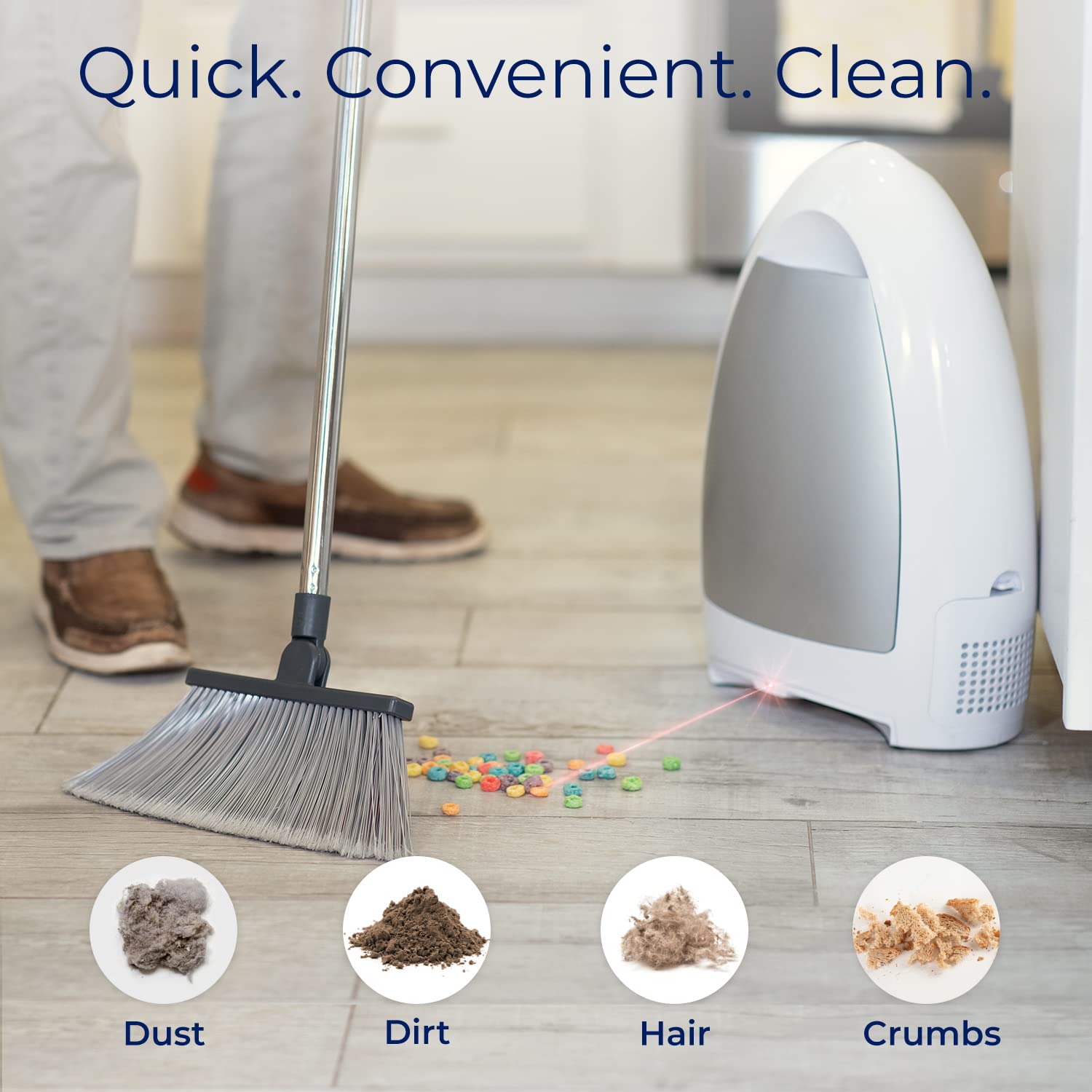 EyeVac Home Touchless Vacuum Automatic Dustpan - Great for Sweeping Pet Hair Food Dirt Kitchen - Ultra Fast & Powerful, No More Bending Down, Bagless, Corded, Automatic Sensors, 1000 Watt (White) - Image 2