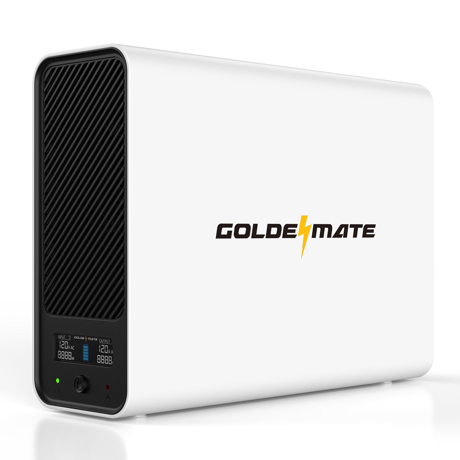 GOLDENMATE 1000VA/800W Lithium UPS Battery Backup & Surge Protector, White Pure Sine Wave, 8 Outlets, Color LCD, 230Wh LiFePO4 Backup Battery, Uninterruptible Power Supply for PC/Internet/Home Office