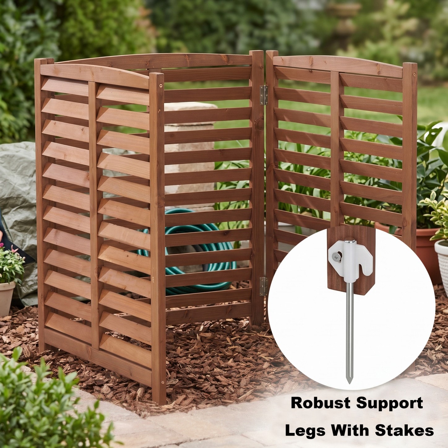 Tatayosi 3-Panel Outdoor Air Conditioner Fence 3-Section Outdoor Wooden Screen Outside Wood Privacy Fence 32 inch W x 38 inch H - Image 12
