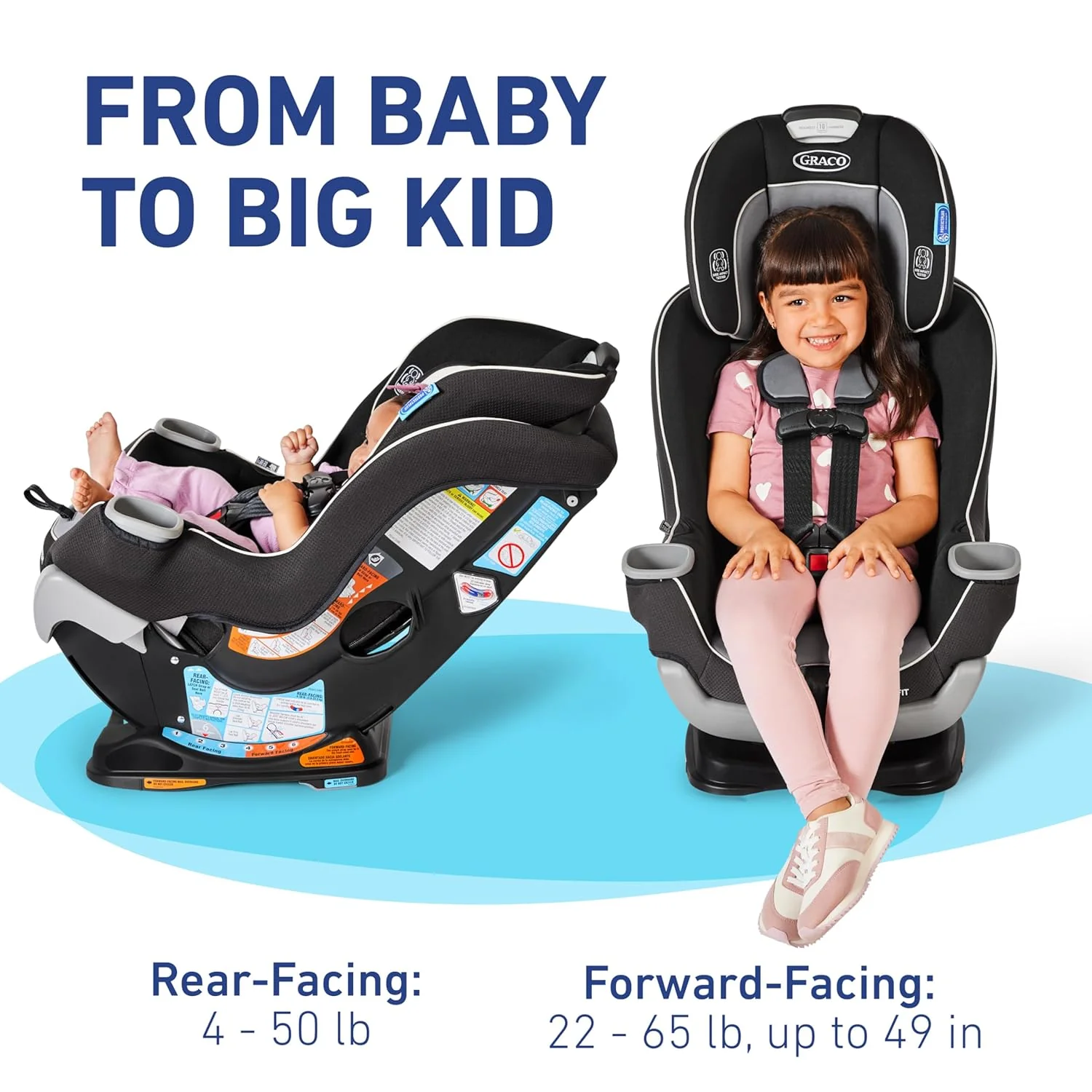 Convertible Baby Car Seat with Adjustable Extension Panel, Rear/Forward Facing - Image 4