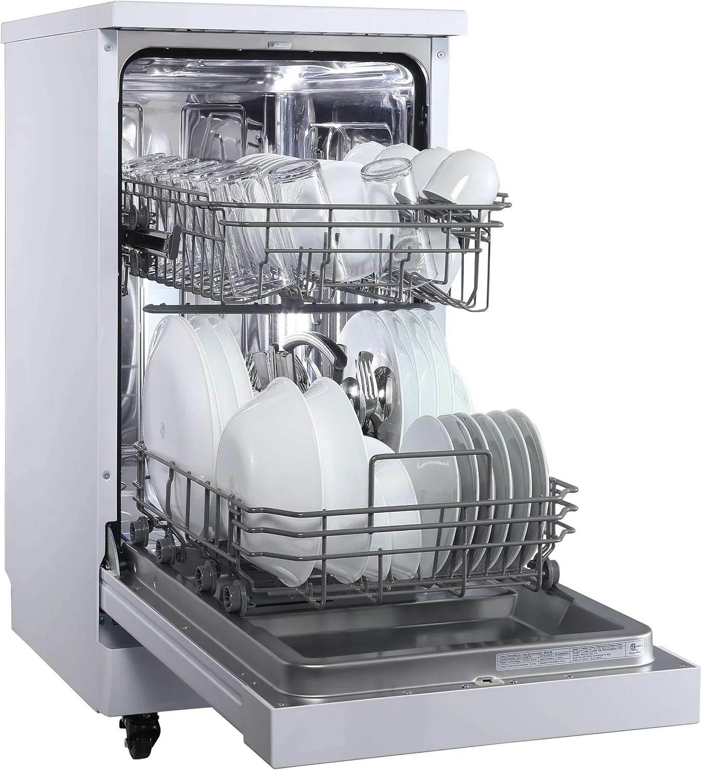 Portable Dishwasher, 18in Wide, 8 Place Settings Capacity, White - Image 5