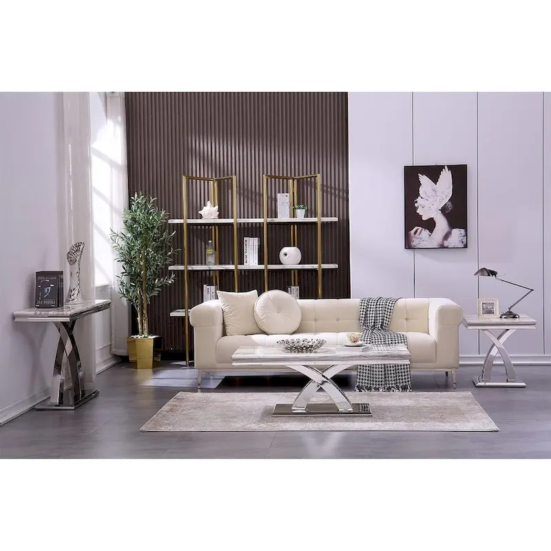 Modern Coffee Table 48 Rectangular Coffee Table with X Base Pedestal Coffee Tables for Living Room - Image 7