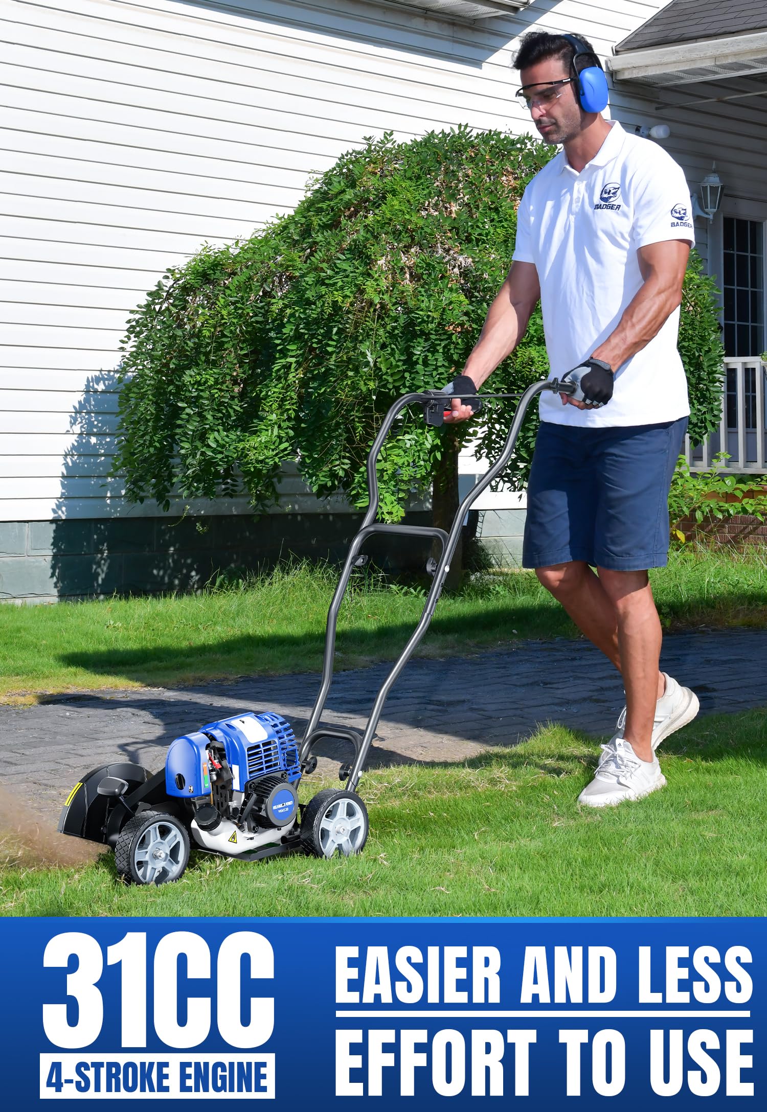 Wild Badger Power 31cc 4-Cycle Gas Walk-Behind Lawn Edger, 9.5-in Blade 31cc 4-cycle walk-behind edger with 9.5-in 2-tooth blade and 5 cutting depths for sidewalks, driveways and lawn borders. - Image 4