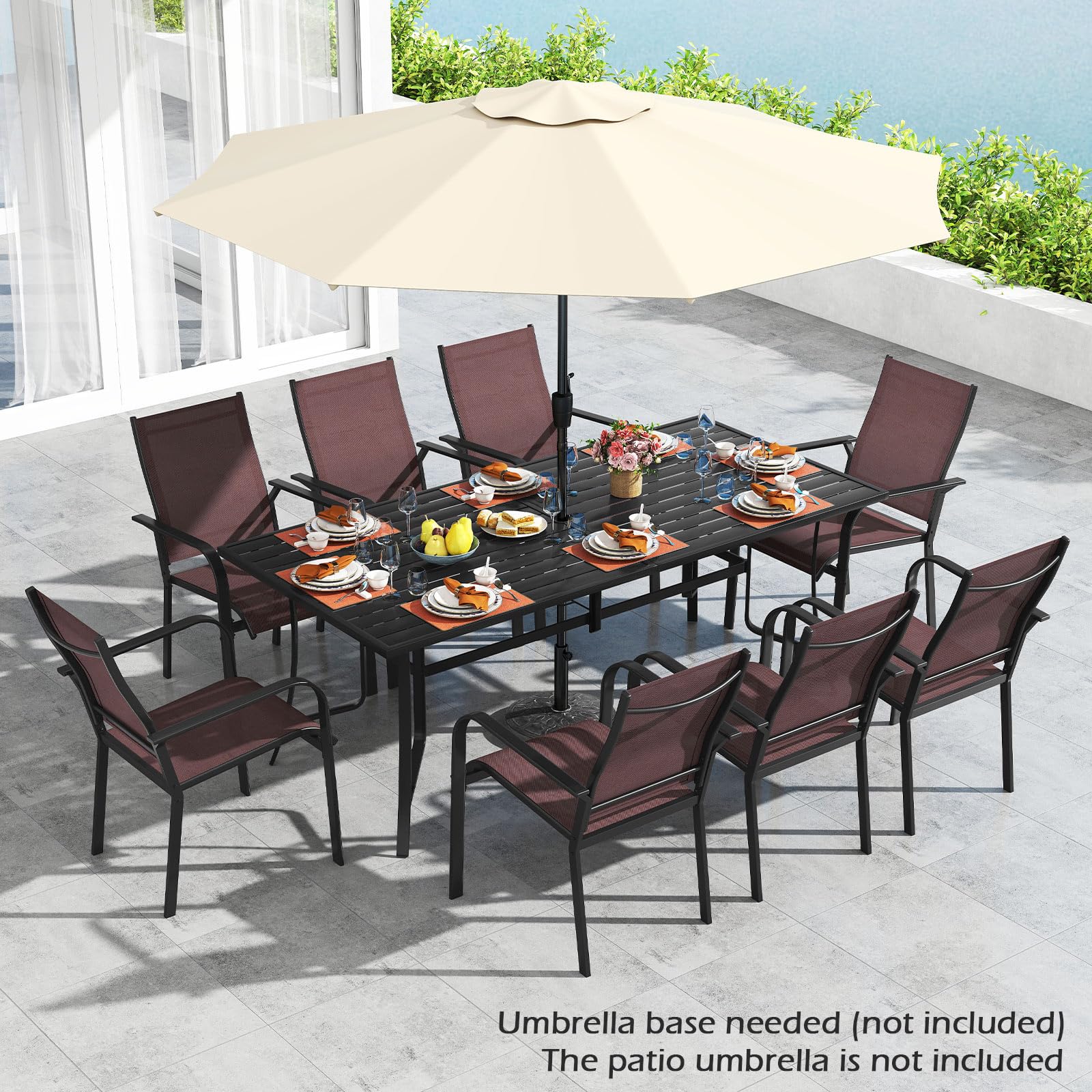 Tangkula 9 Pieces Patio Dining Set for 8 - Image 2