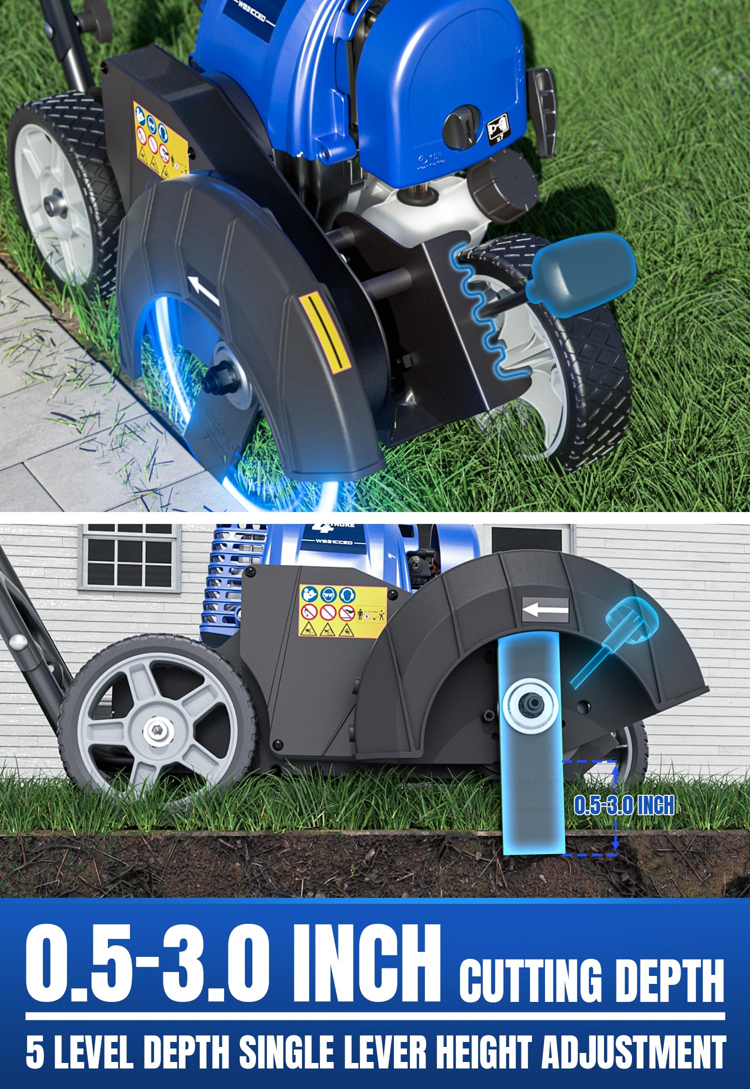 Wild Badger Power 31cc 4-Cycle Gas Walk-Behind Lawn Edger, 9.5-in Blade 31cc 4-cycle walk-behind edger with 9.5-in 2-tooth blade and 5 cutting depths for sidewalks, driveways and lawn borders. - Image 3