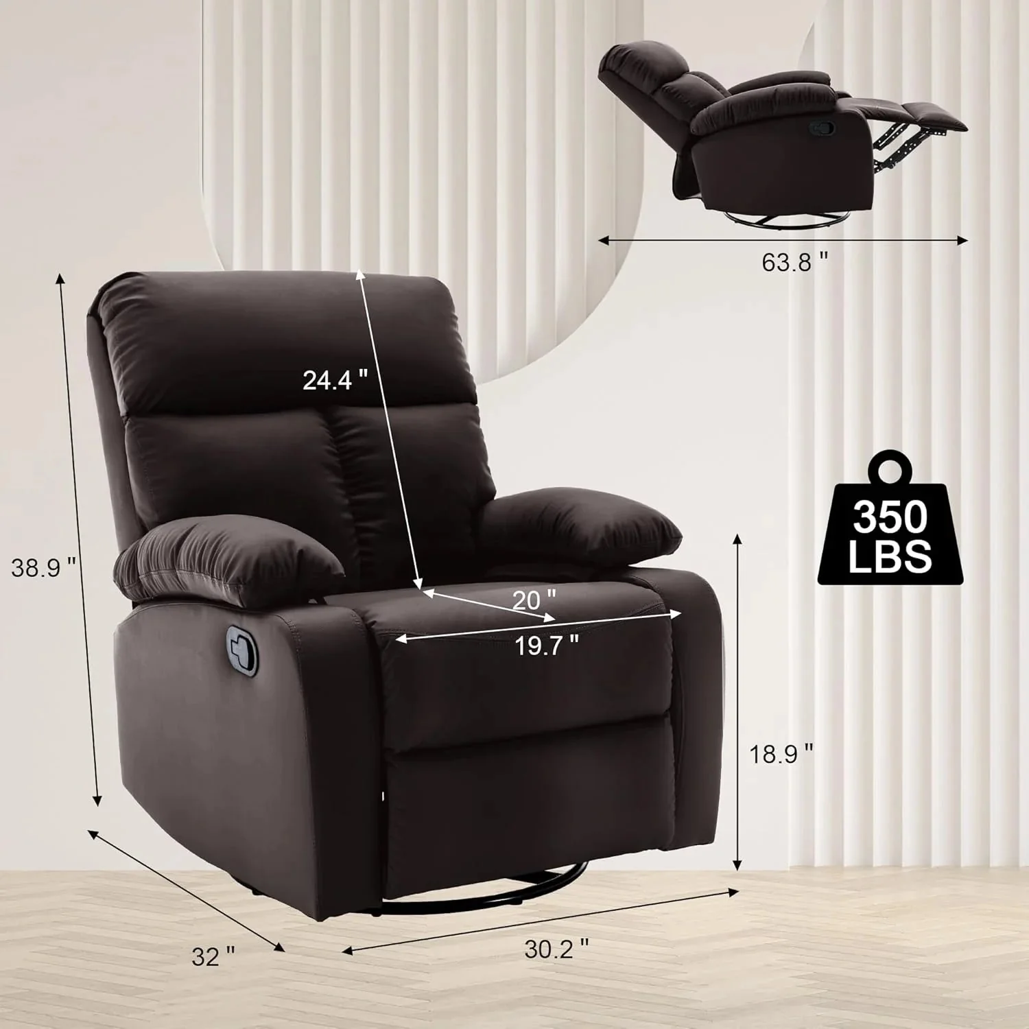 Small Swivel Rocker Recliner Chair for Compact Spaces - Image 17