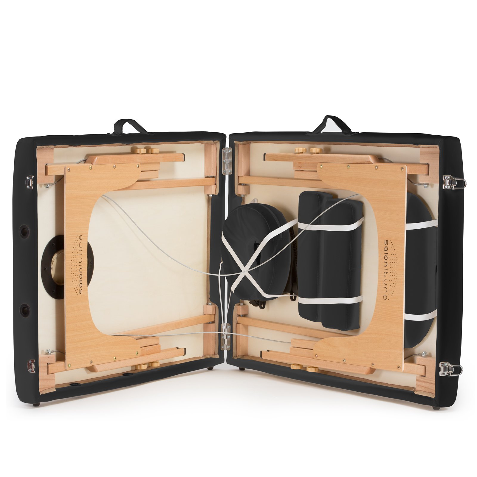 Saloniture Professional Portable Folding Massage Table with Carrying Case - Black - Image 3