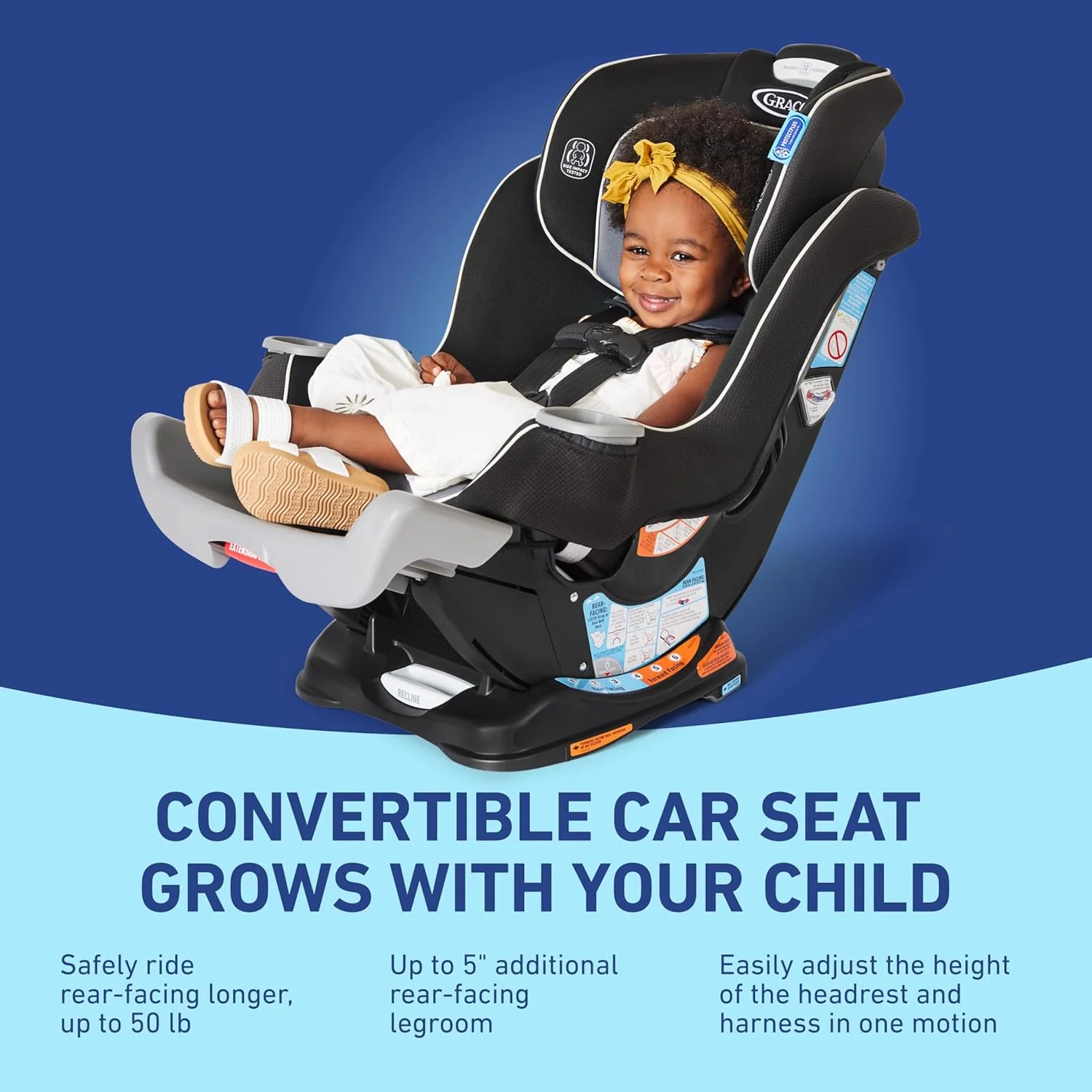 Convertible Baby Car Seat with Adjustable Extension Panel, Rear/Forward Facing - Image 5