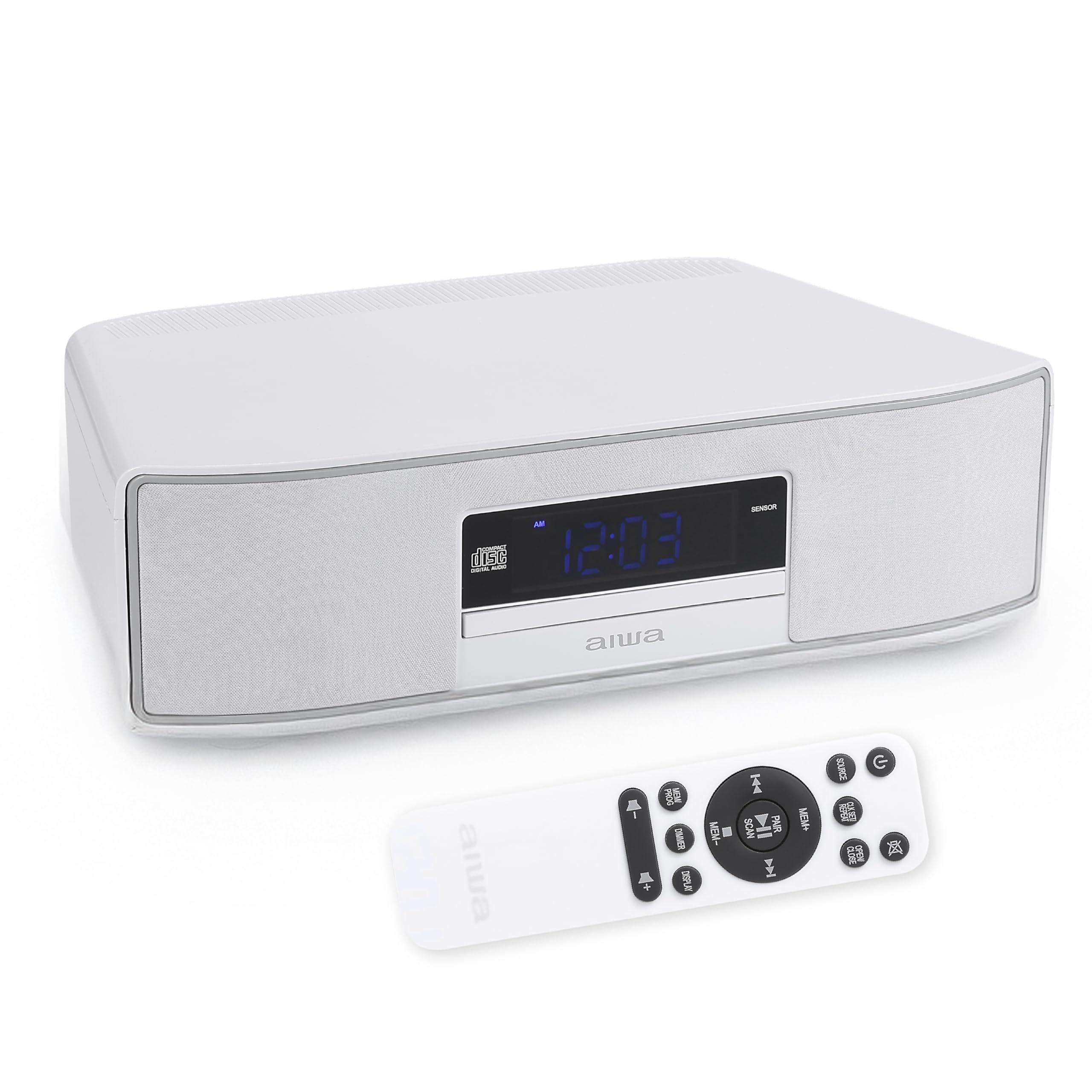 Aiwa - Exos 30W Home Speaker with CD Player, Bluetooth & FM Radio Optical Digital Input, Dual 1-Inch Tweeters, Dual 2-Inch Bass Units, IR Remote Control, Premium Stereo Sound