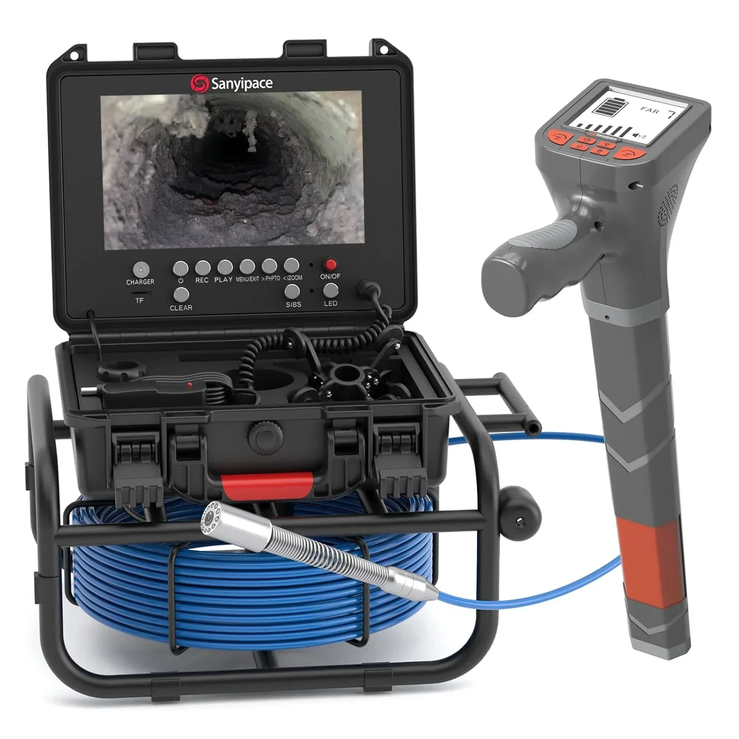 100ft Sewer Inspection Camera with 9" IPS Screen, 23mm HD Waterproof Pipe Camera, 5X Zoom, DVR Recording, Distance Counter, 16GB Card for Plumbing Inspection - Image 2