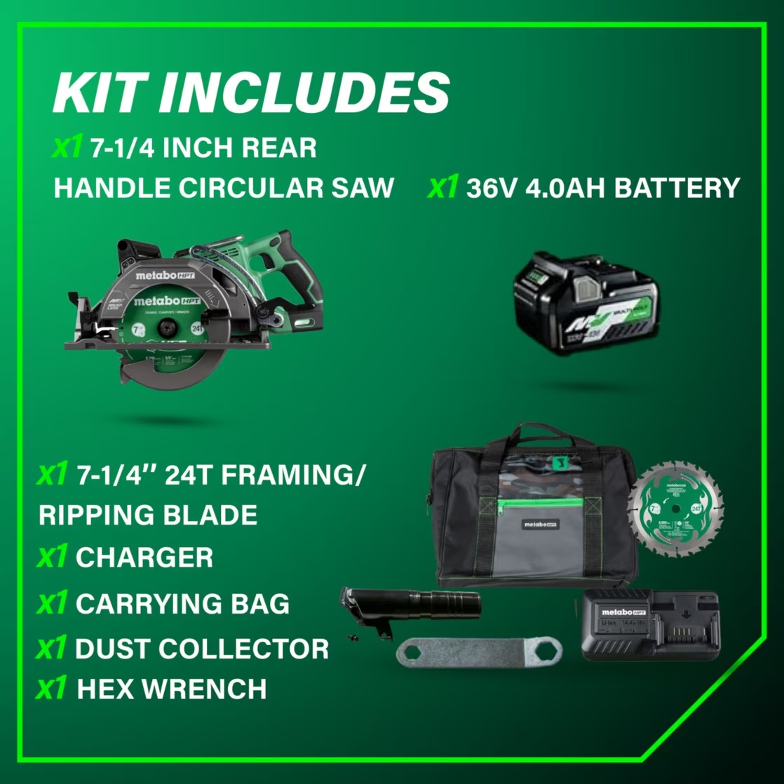 Metabo HPT 36V Cordless Circular Saw, 7-1/4-In, C3607DWA - Image 5