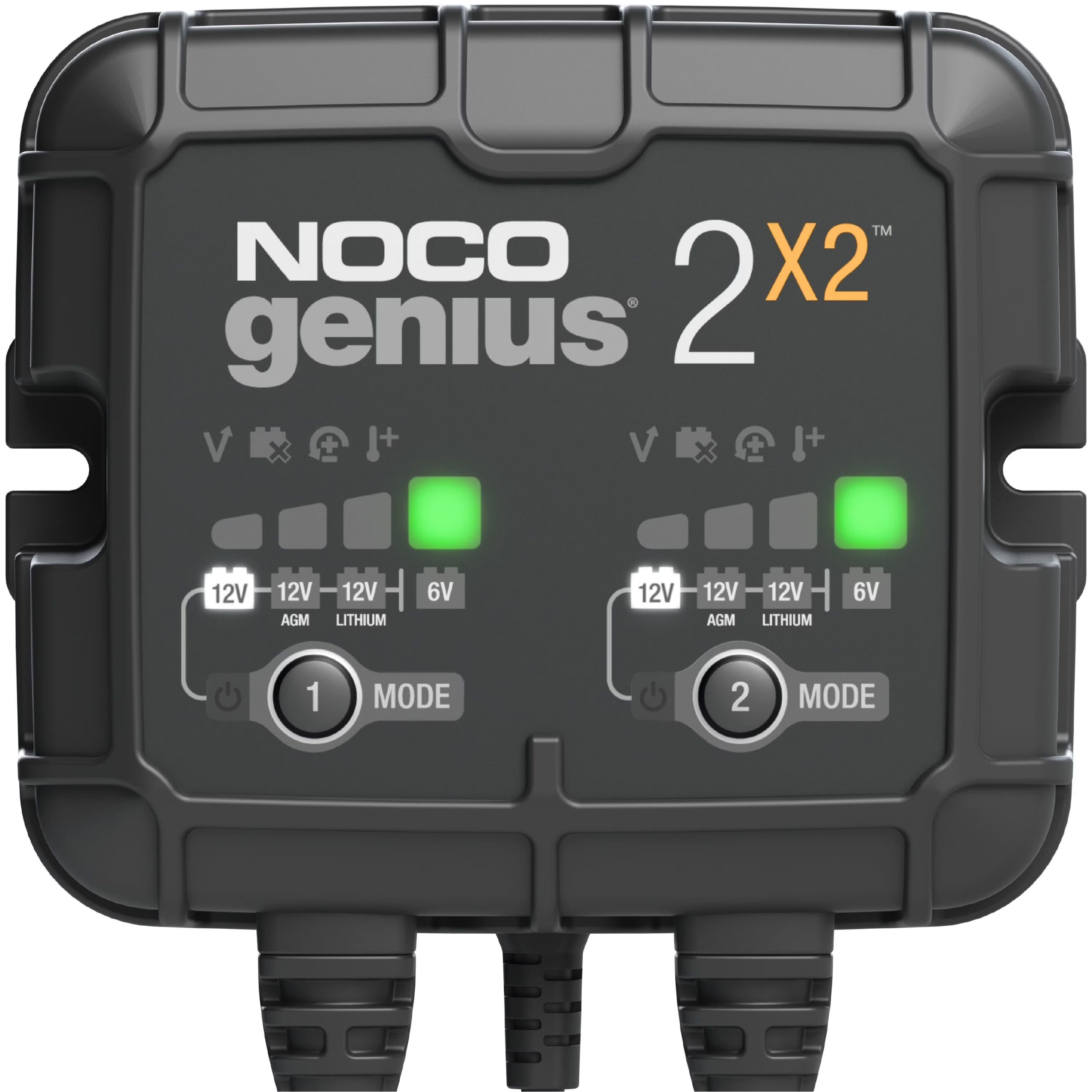 NOCO GENIUS2X2: 2-Bank 4A (2A/Bank) 6V/12V Smart Battery Charger, Maintainer and Desulfator