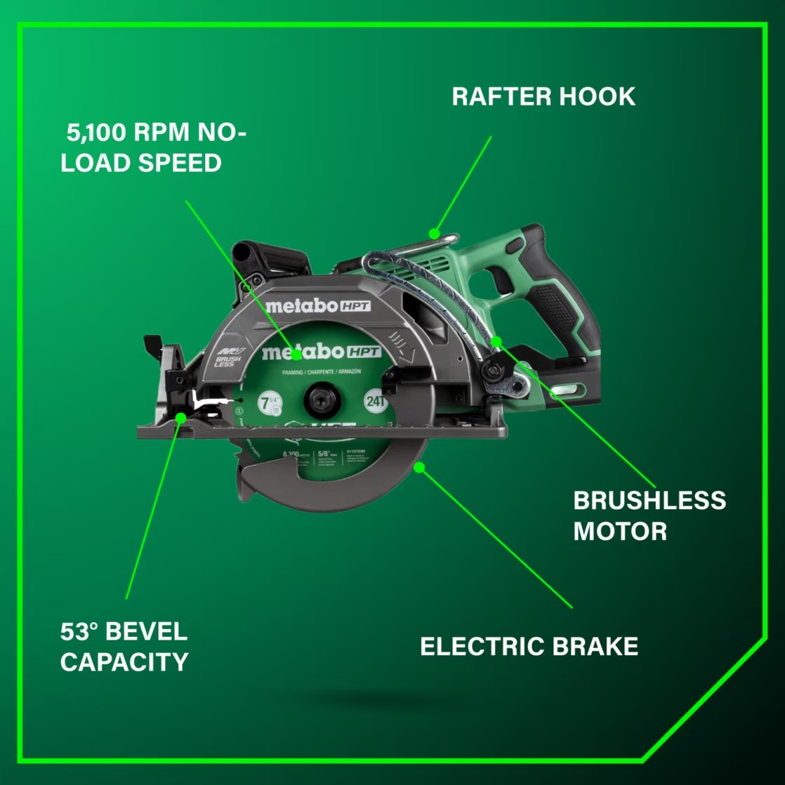 Metabo HPT 36V Cordless Circular Saw, 7-1/4-In, C3607DWA - Image 4