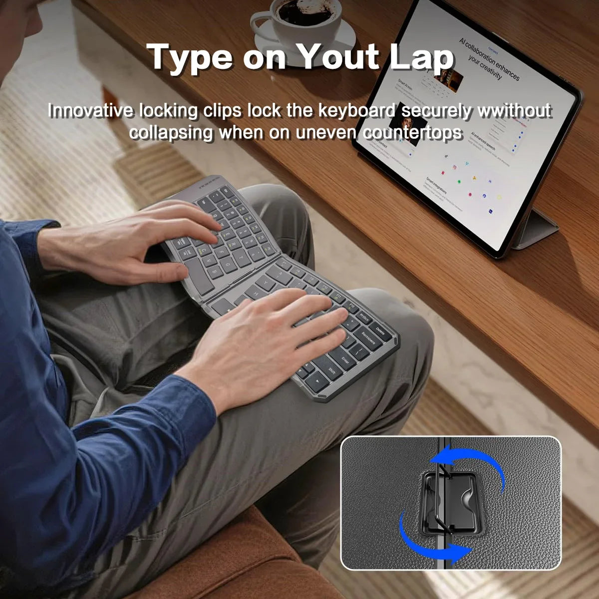Bluetooth Keyboard - Foldable and Ergonomic Design - Image 2