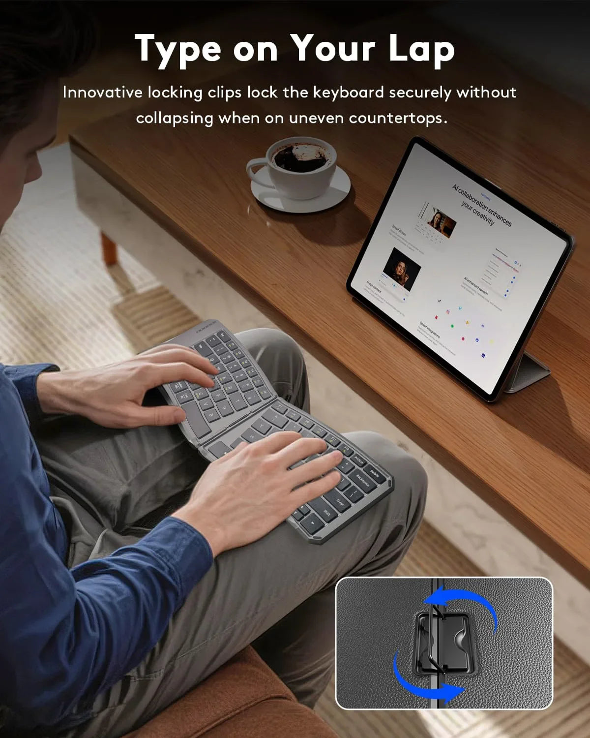 Bluetooth Keyboard - Foldable and Ergonomic Design - Image 8