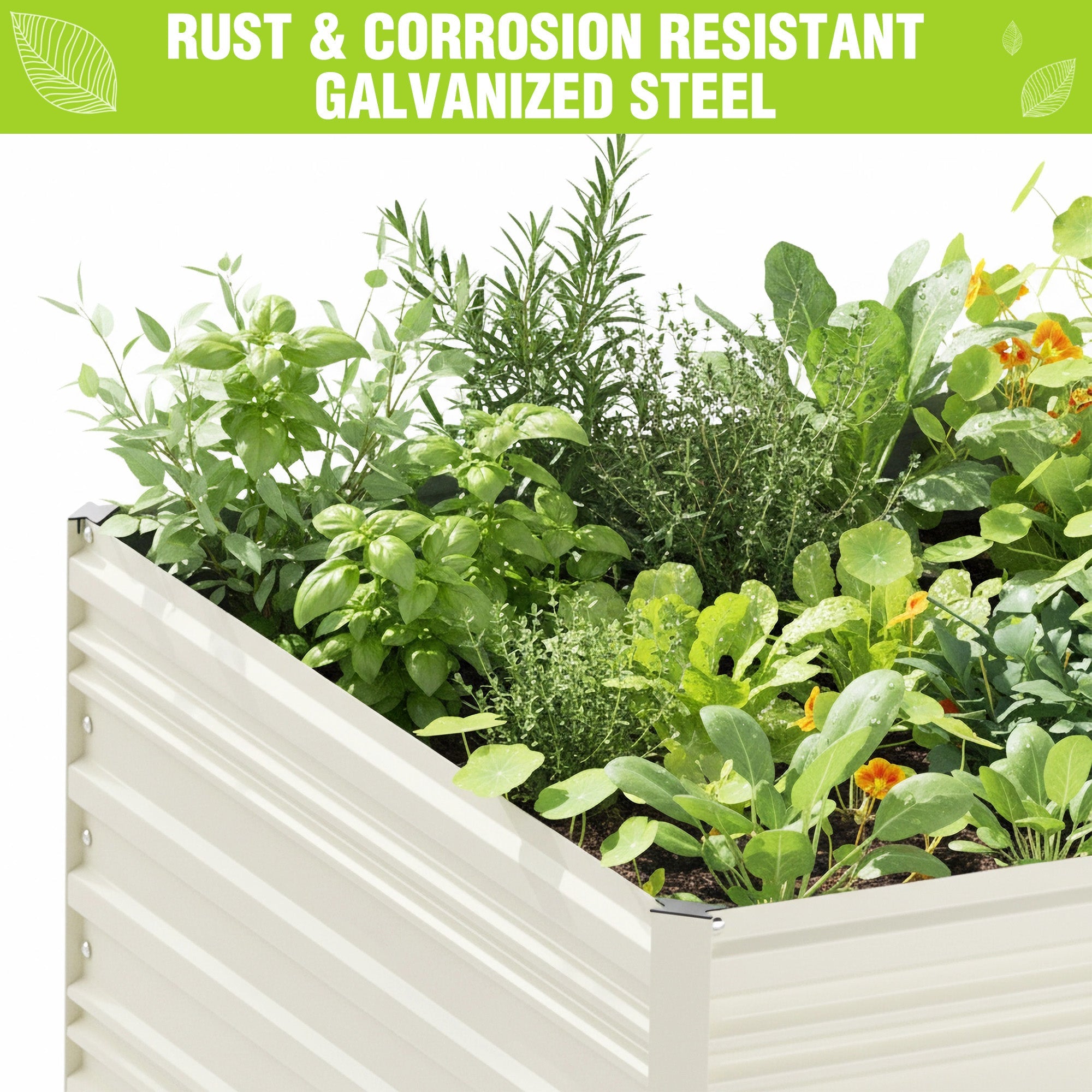 WORKPRO 7.5x4x2ft Outdoor Galvanized Metal Raised Garden Bed, White - Image 5