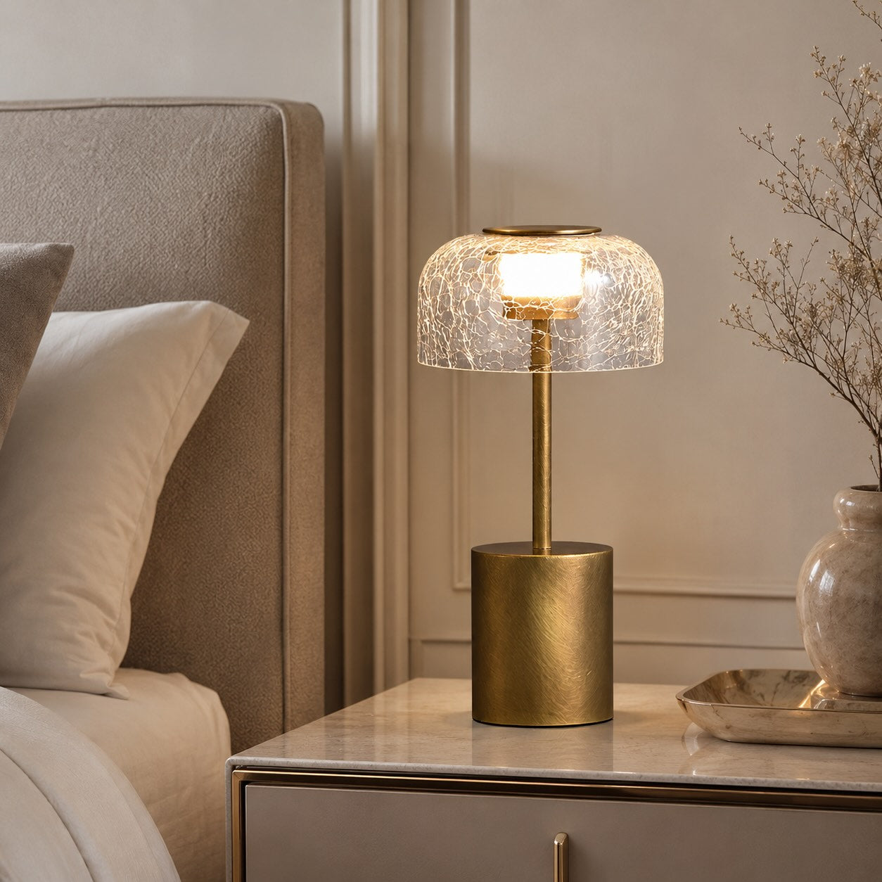 Table Lamp with Cracked Glass Shade - Image 2