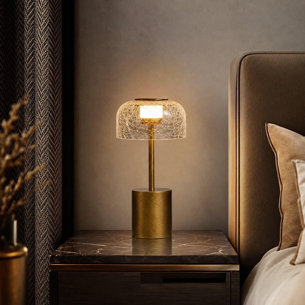 Table Lamp with Cracked Glass Shade - Image 6