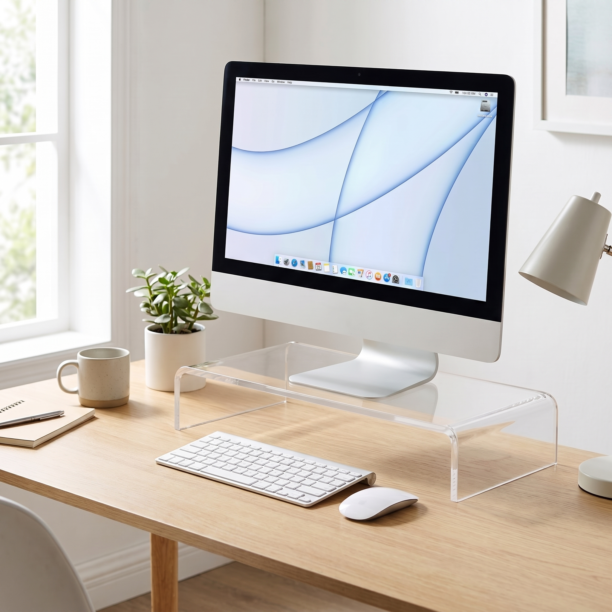 Acrylic Monitor Stand for Elevated Viewing – Clear Design - Image 2