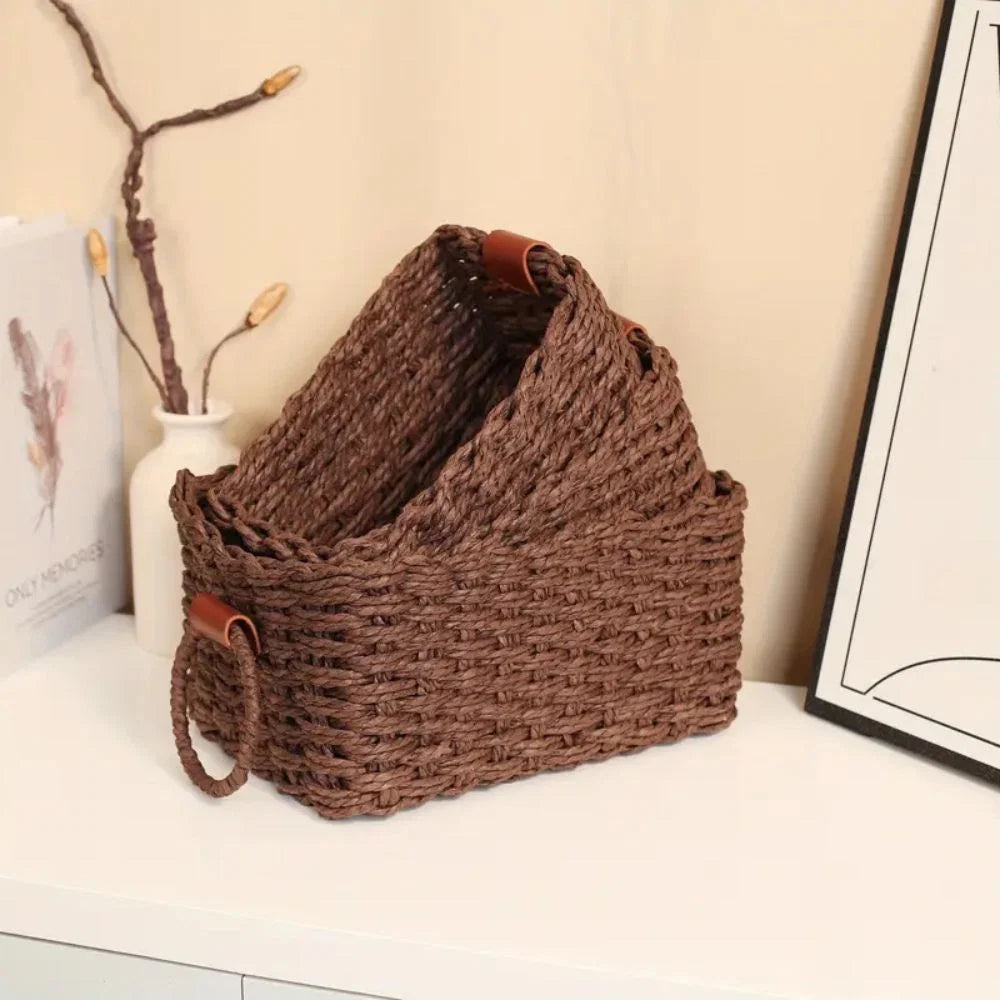Storage Baskets Handwoven Rattan Set of 3 - Image 3