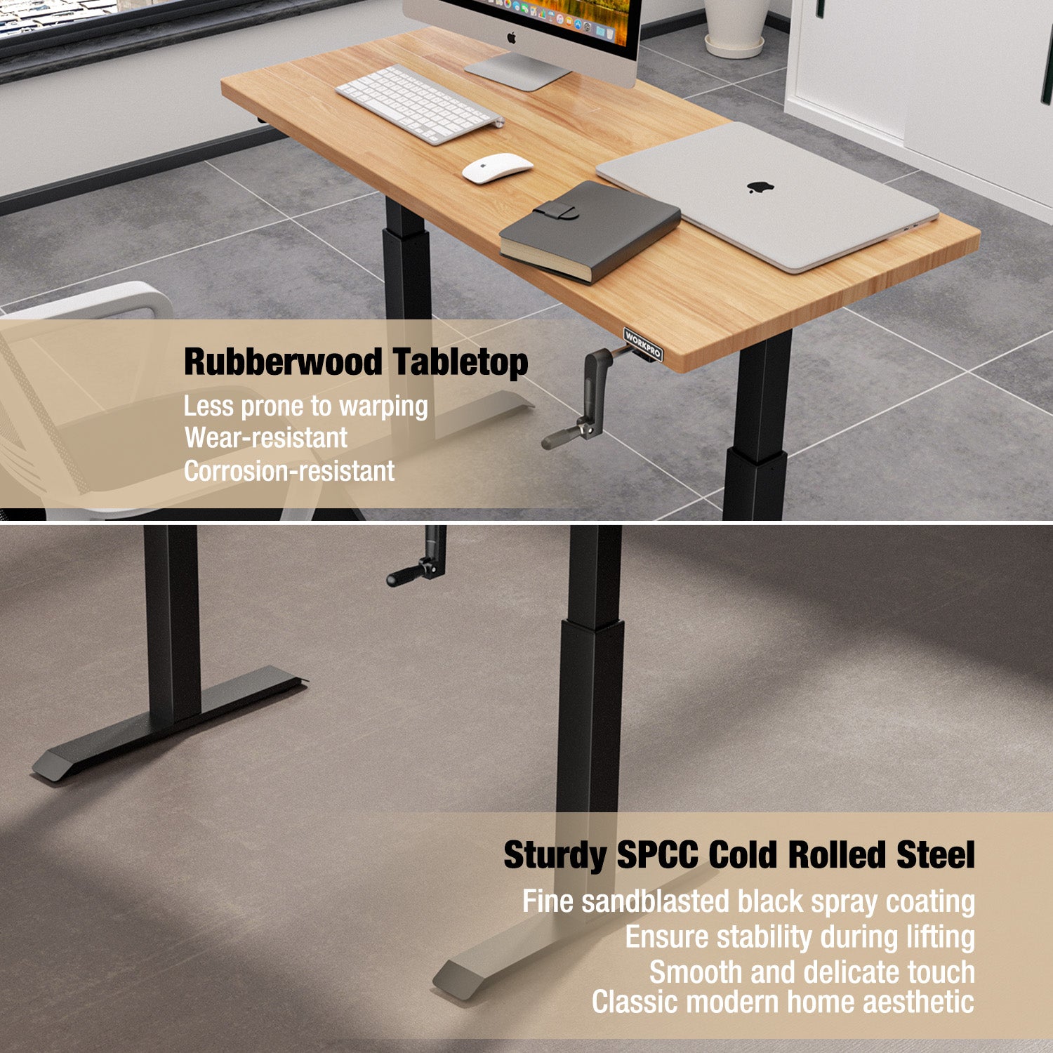 WORKPRO 47.2"×23.6" Adjustable Workbench, Crank Stand Desk, 300LBS Capacity - Image 4